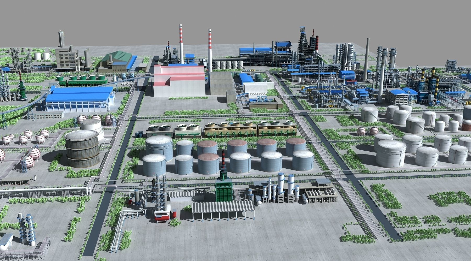Refinery oil Low-poly 3D model_8