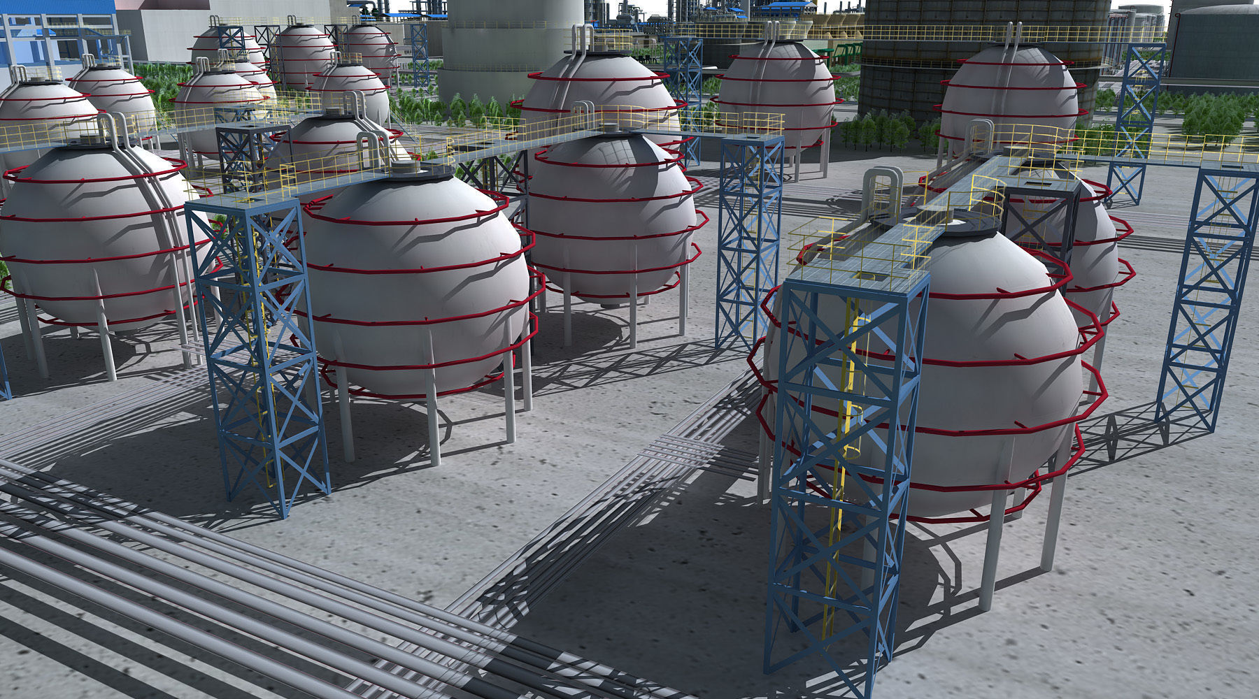 Refinery oil Low-poly 3D model_15