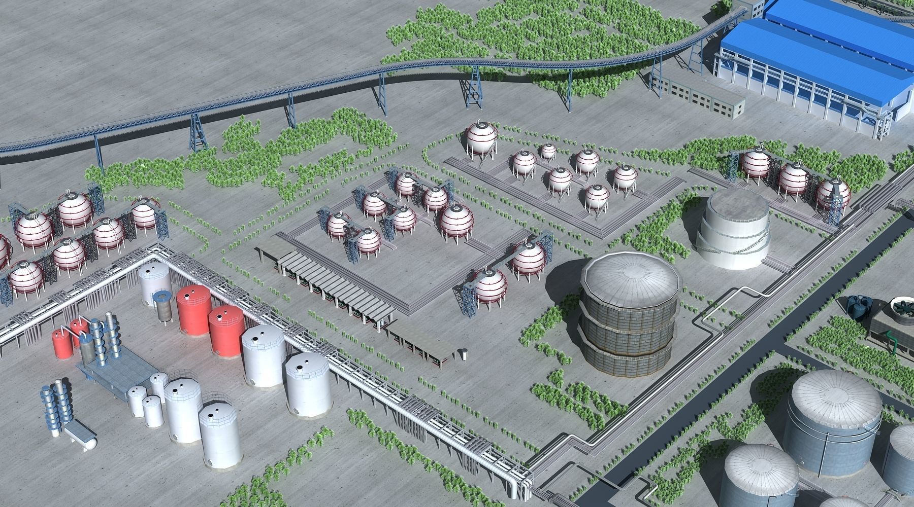 Refinery oil Low-poly 3D model_12