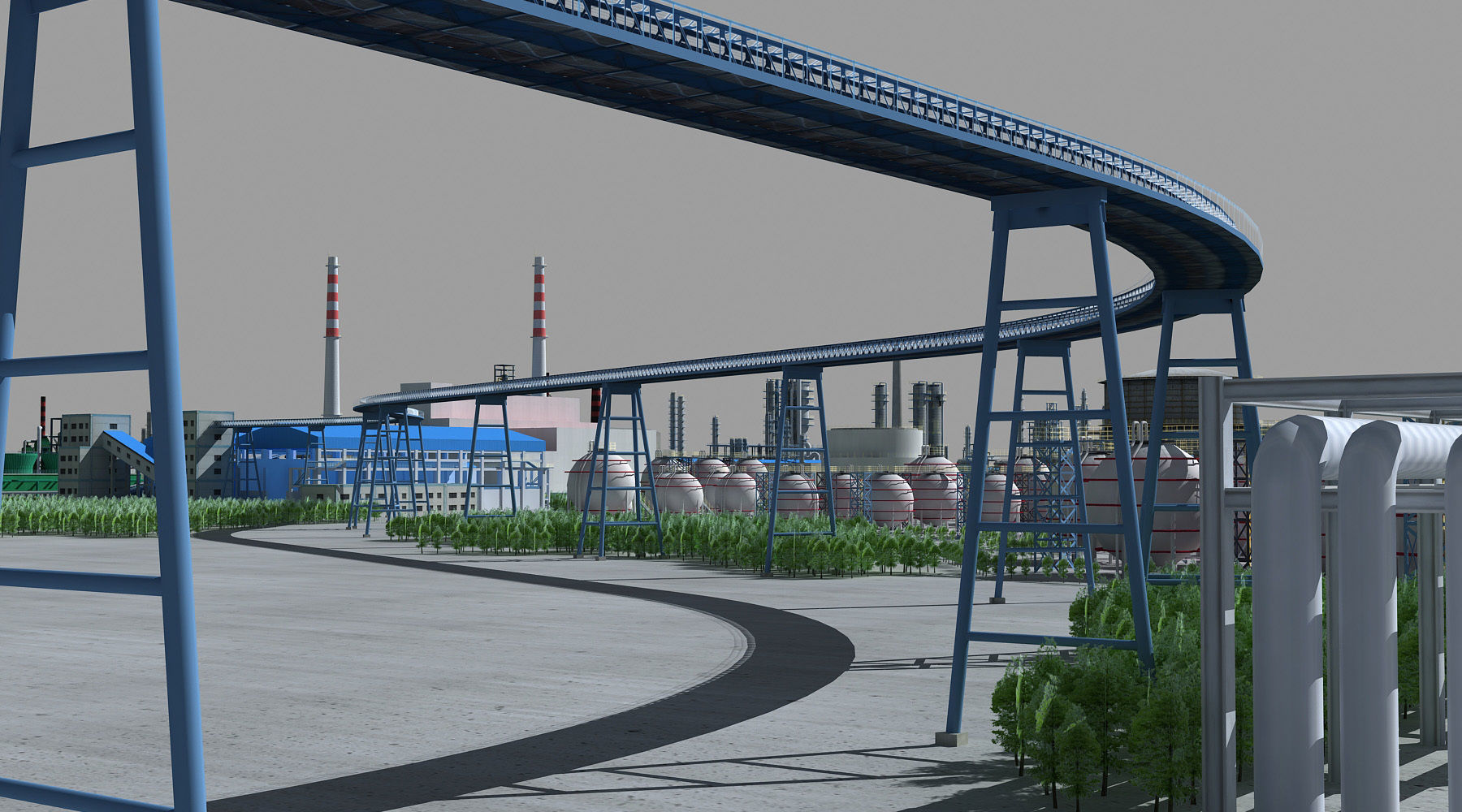 Refinery oil Low-poly 3D model_7