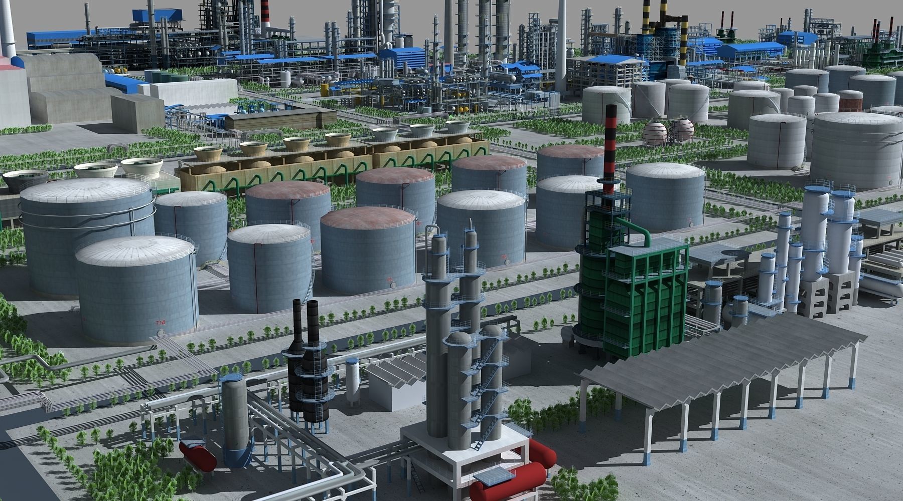 Refinery oil Low-poly 3D model_26