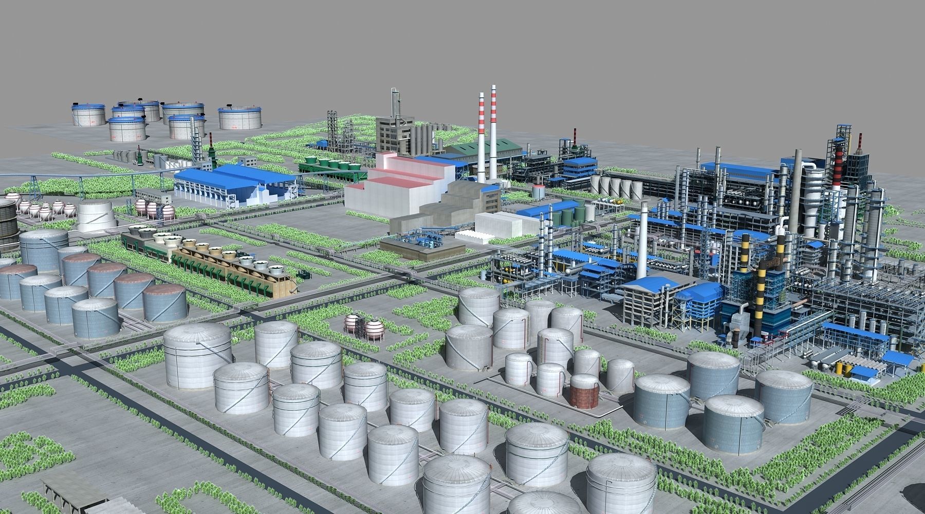 Refinery oil Low-poly 3D model_9
