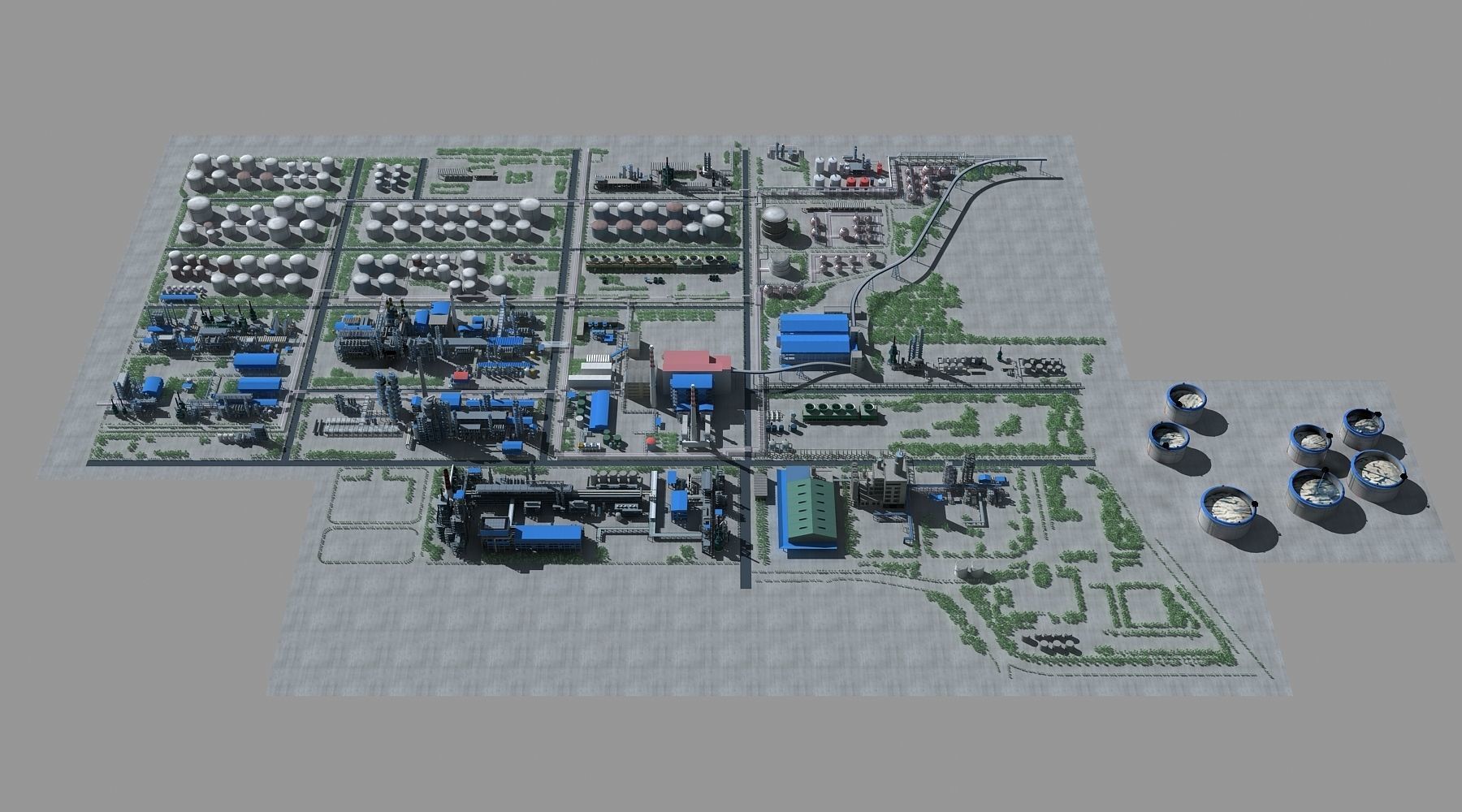 Refinery oil Low-poly 3D model_4