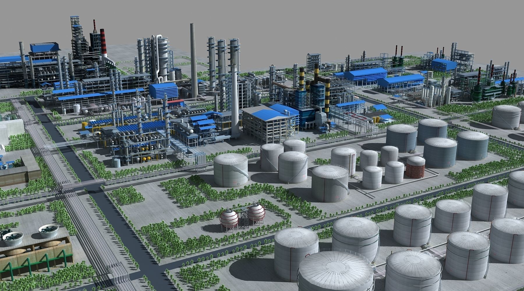 Refinery oil Low-poly 3D model_24