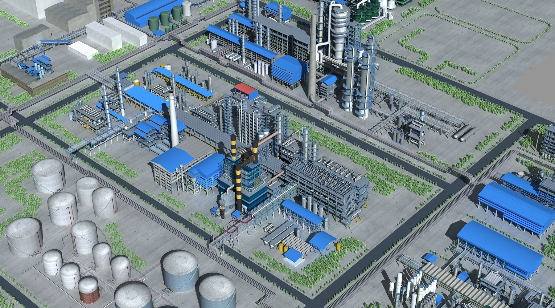 Refinery oil Low-poly 3D model_11