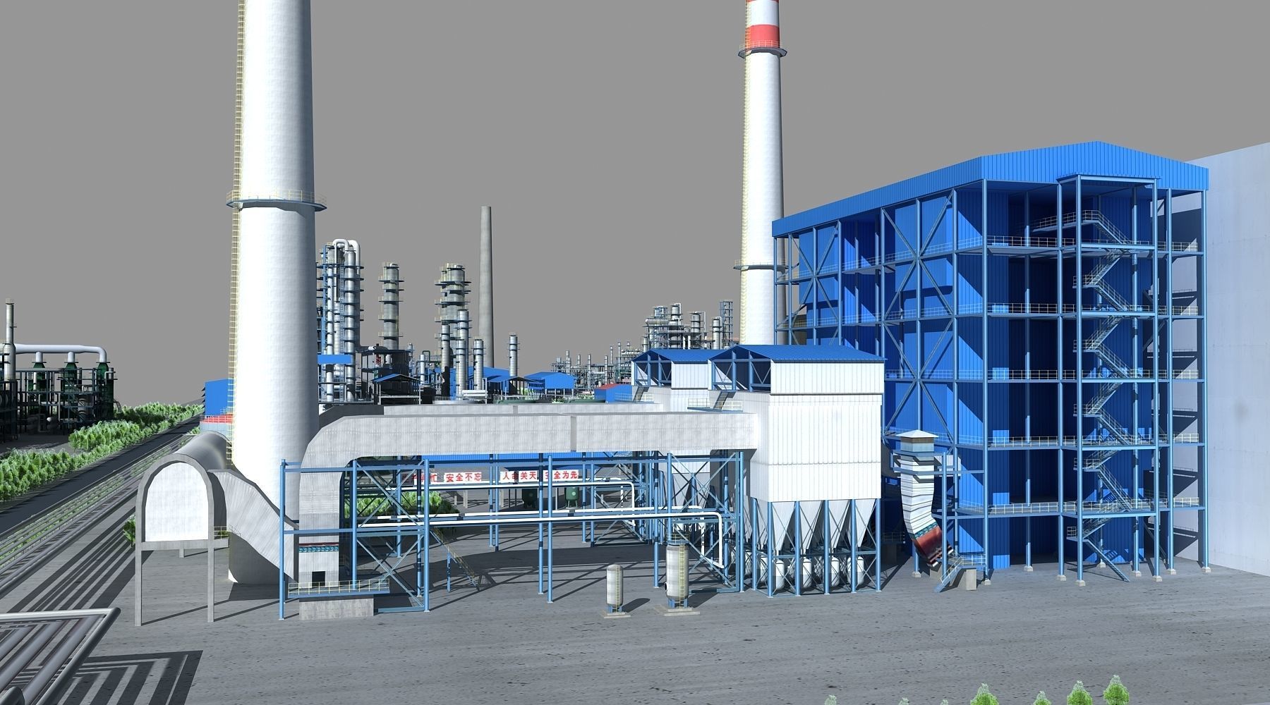 Refinery oil Low-poly 3D model_27