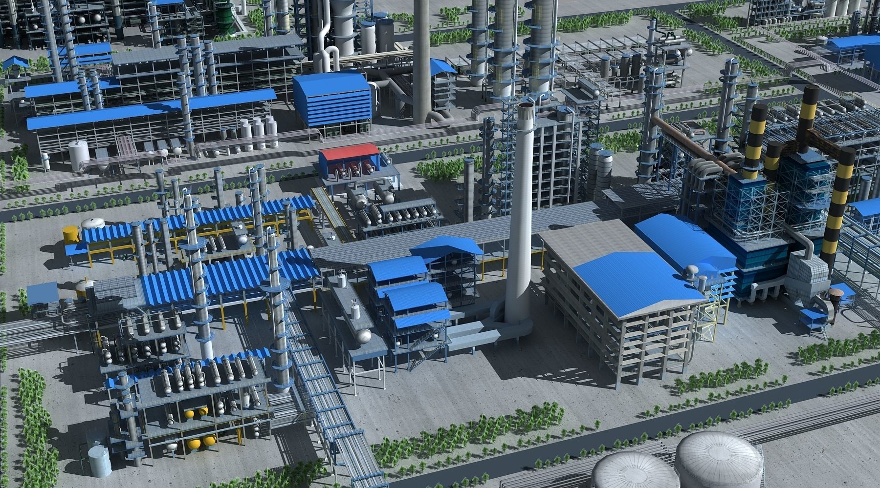 Refinery oil Low-poly 3D model_3