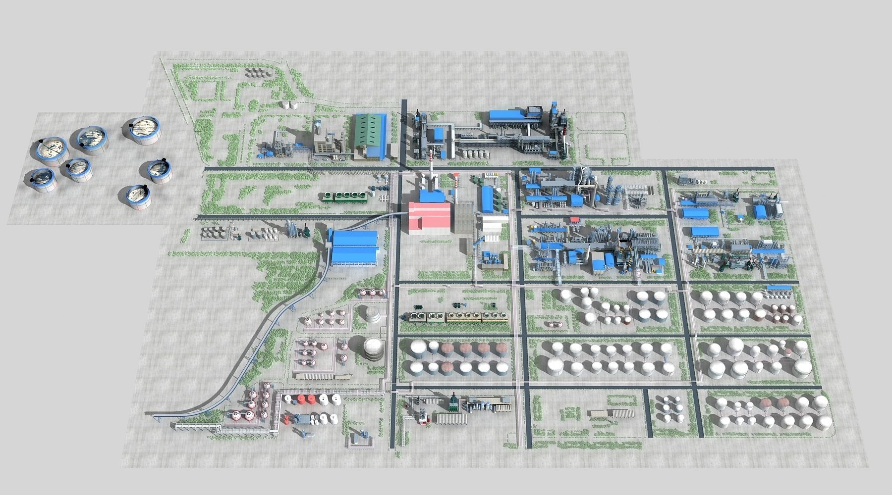 Refinery oil Low-poly 3D model_2
