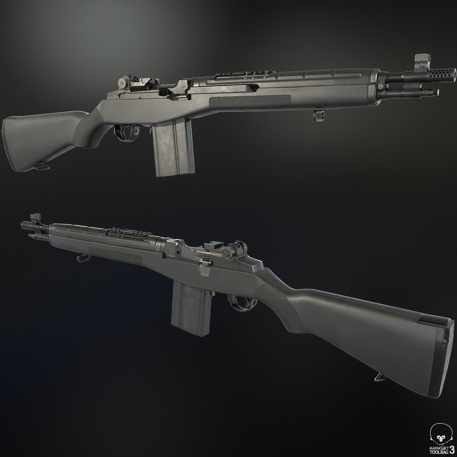M1A Rifle Low-poly 3D model_1