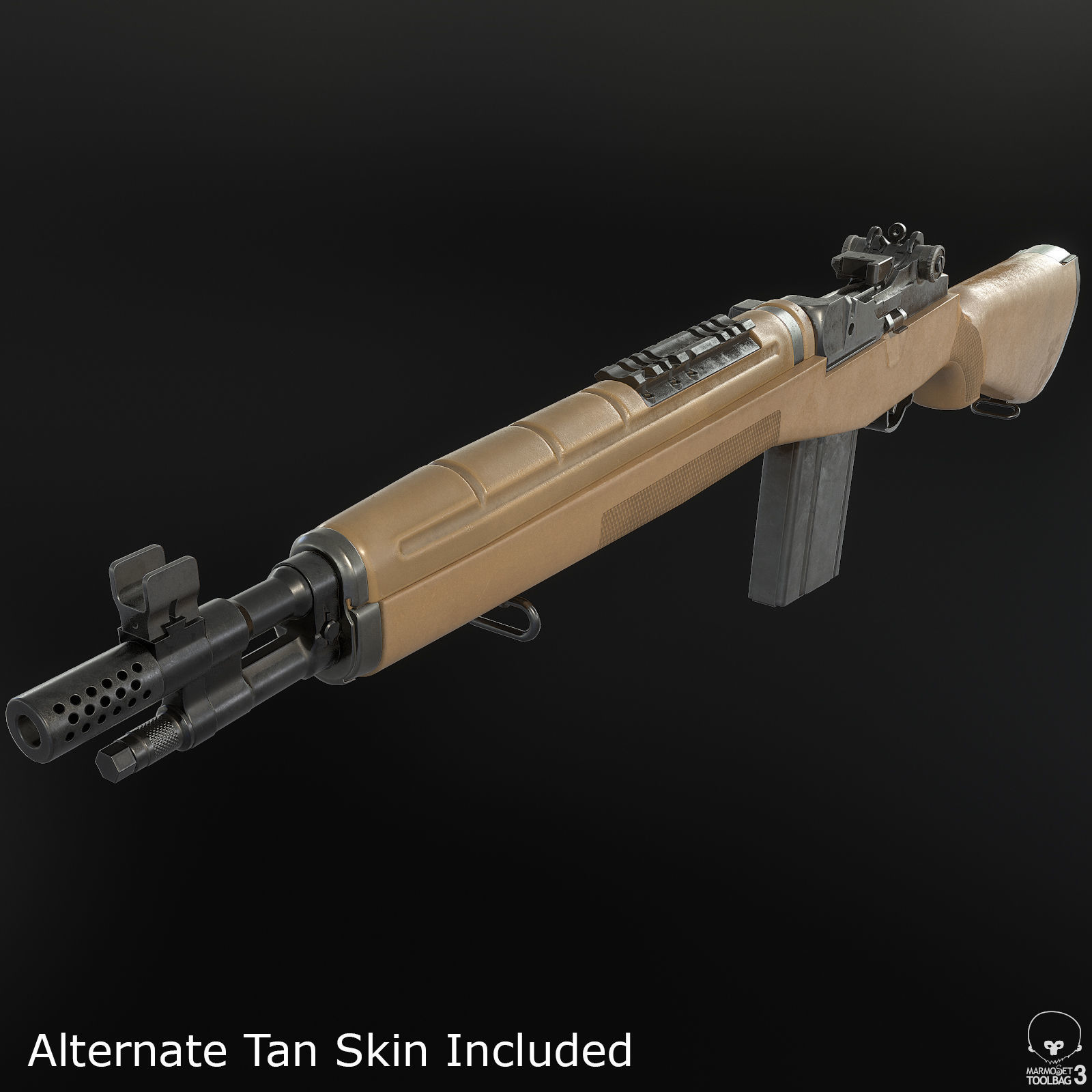 M1A Rifle Low-poly 3D model_4