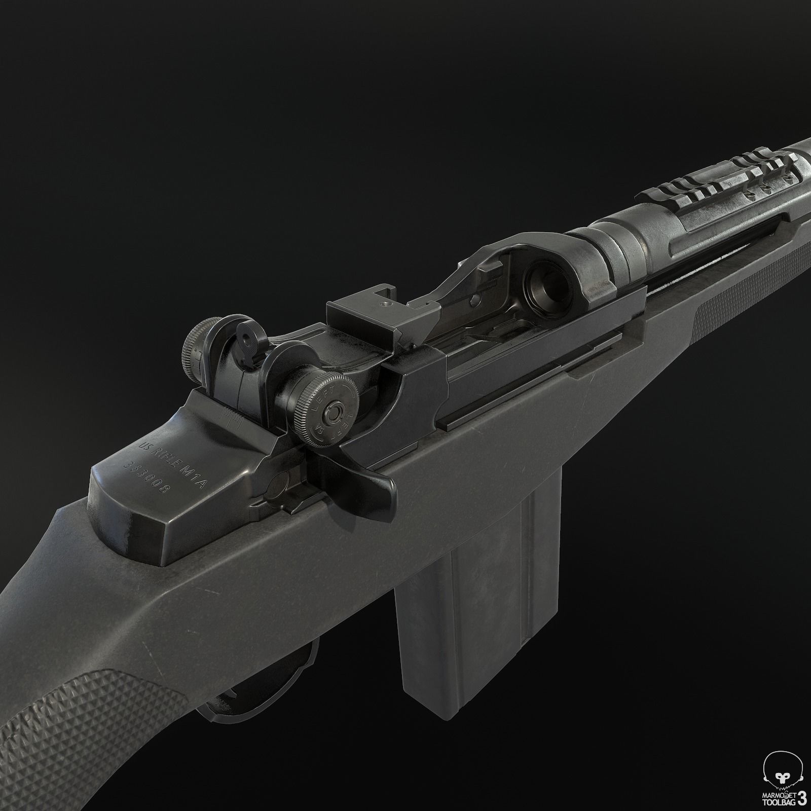 M1A Rifle Low-poly 3D model_7