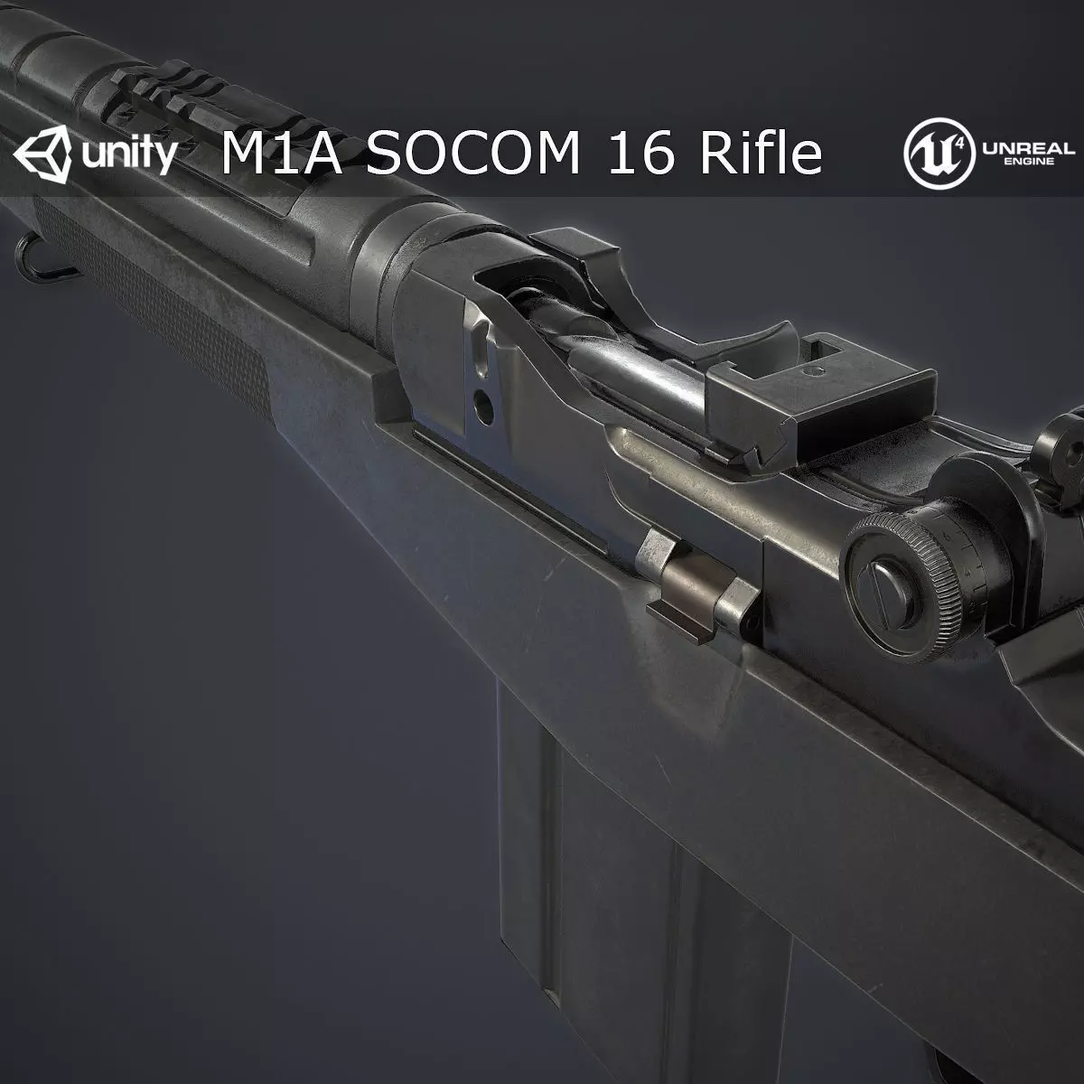 M1A Rifle Low-poly 3D model_0