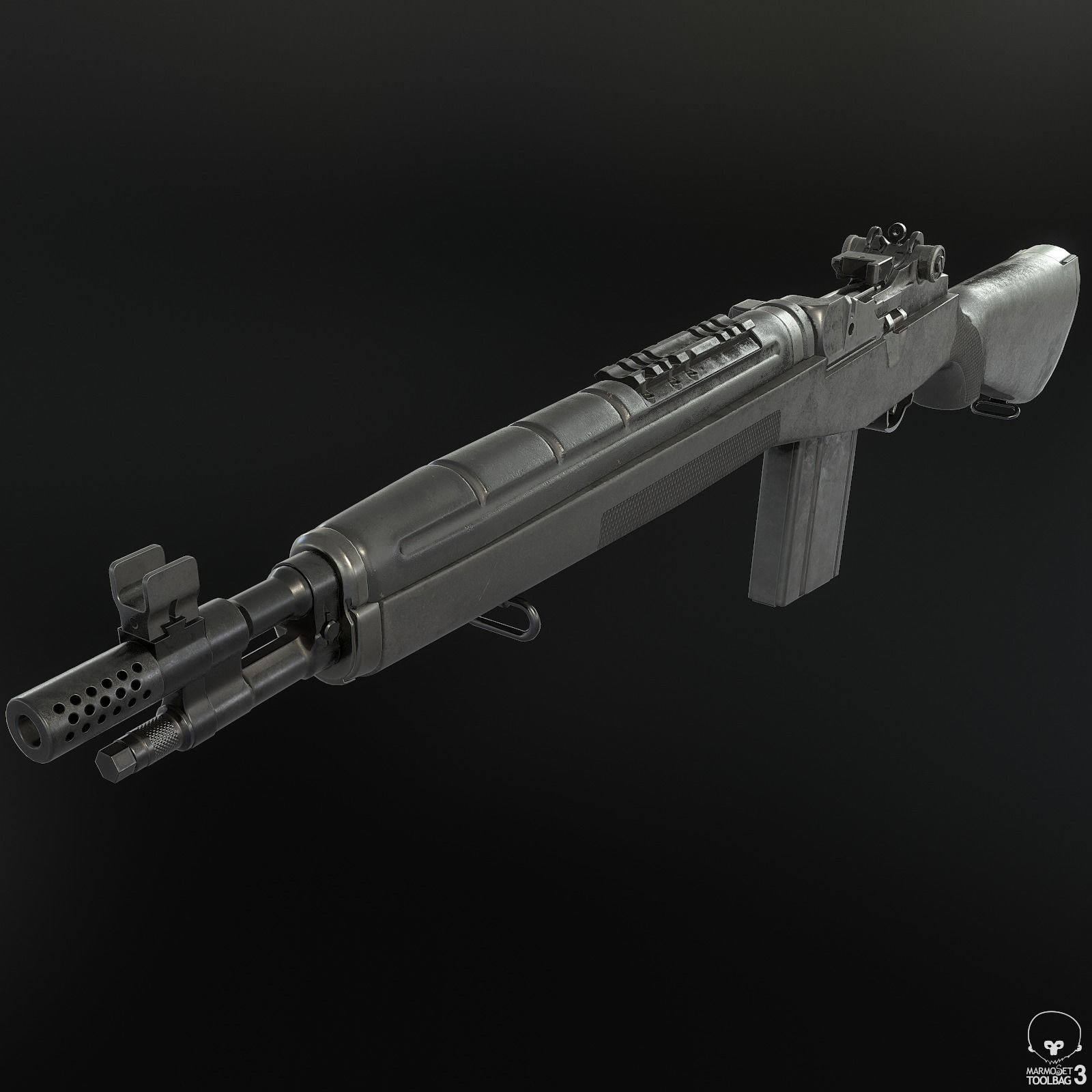 M1A Rifle Low-poly 3D model_2