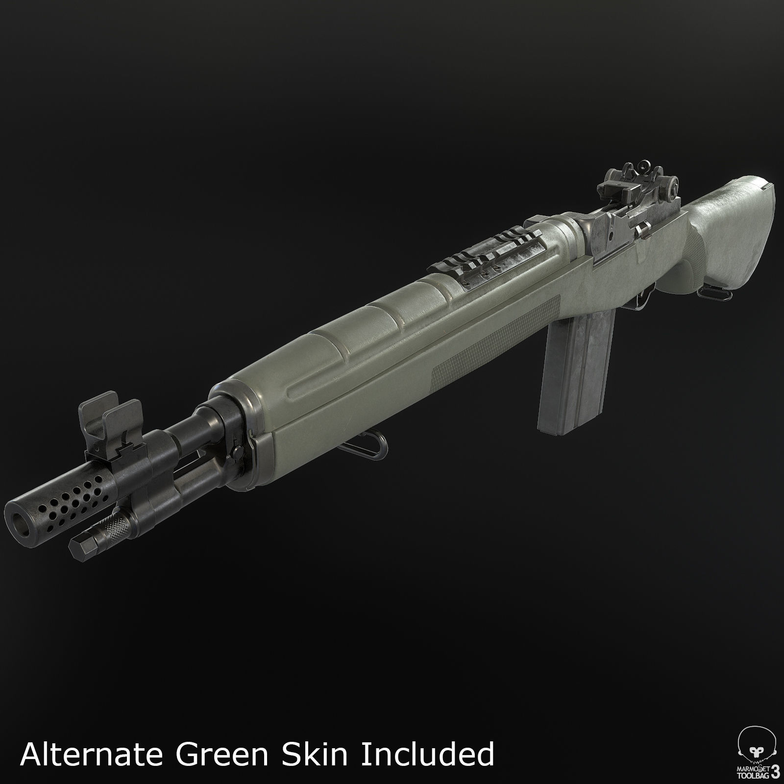 M1A Rifle Low-poly 3D model_3