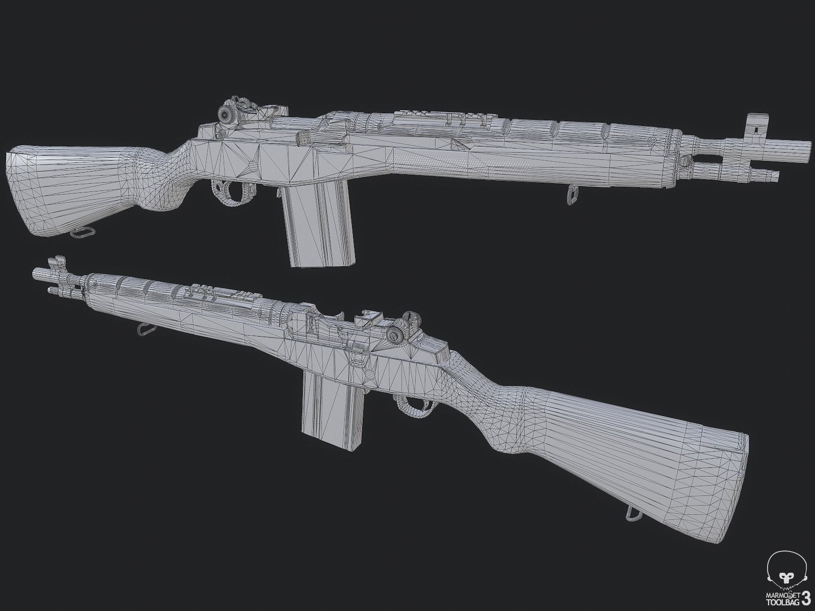 M1A Rifle Low-poly 3D model_11