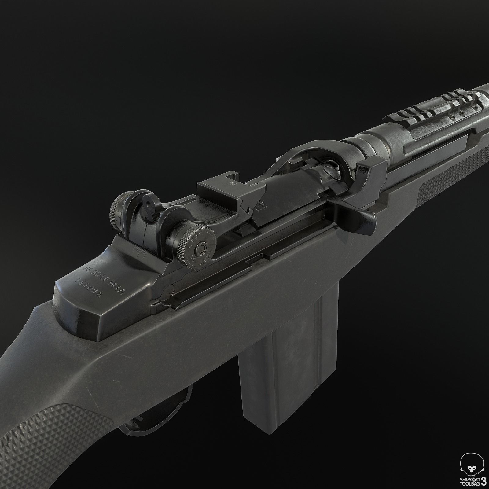 M1A Rifle Low-poly 3D model_6