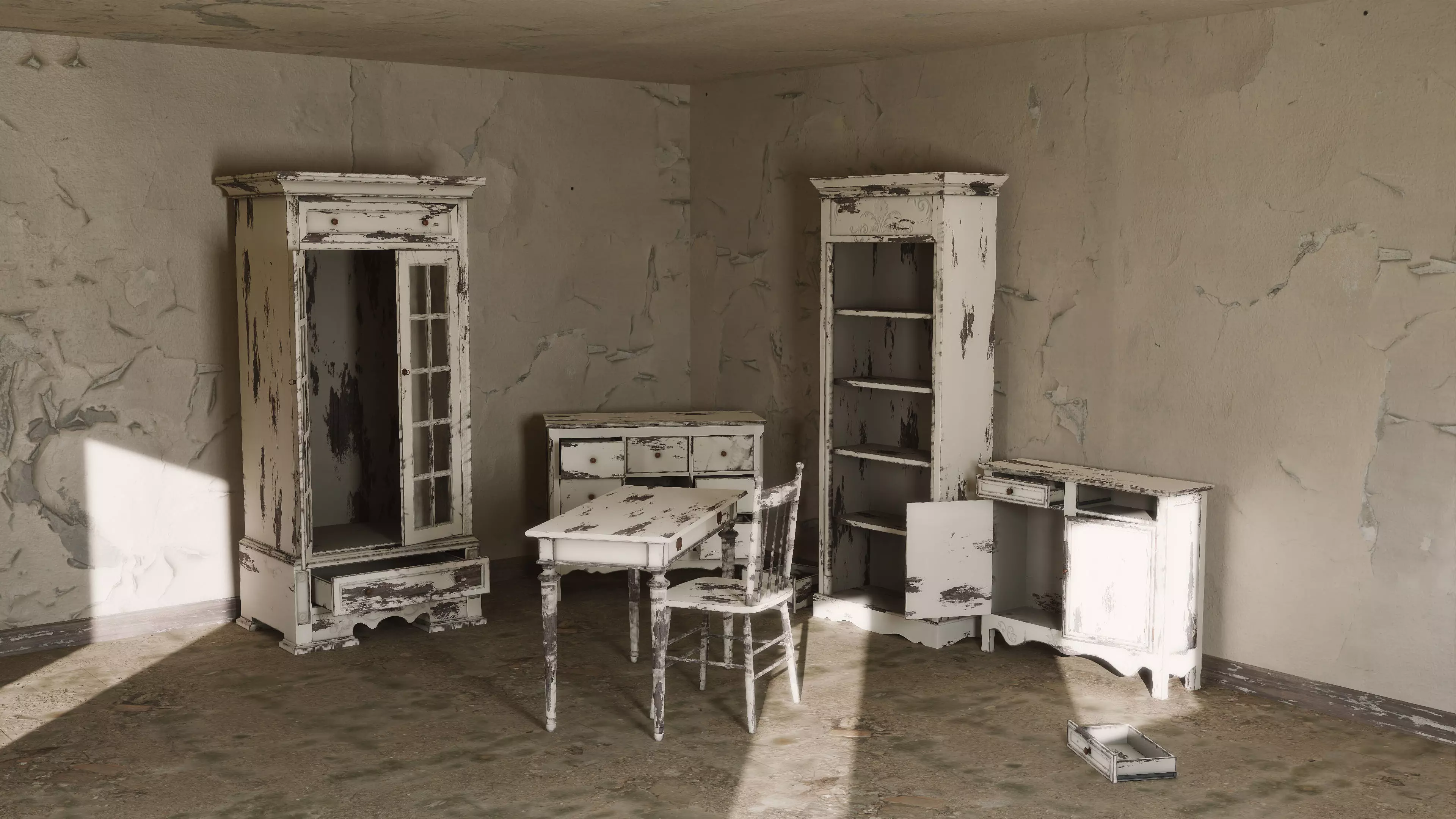 Antique Furniture Pack Low-poly 3D model_0