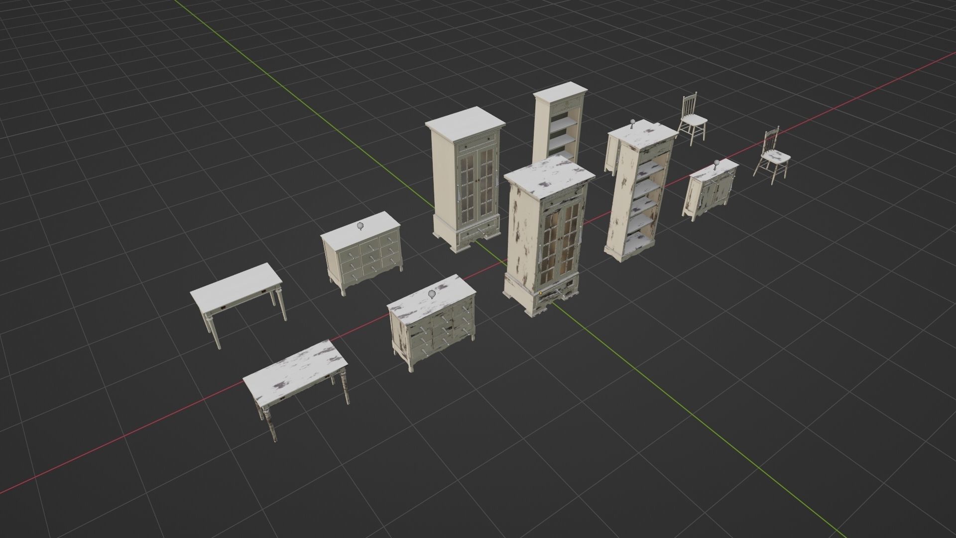 Antique Furniture Pack Low-poly 3D model_52