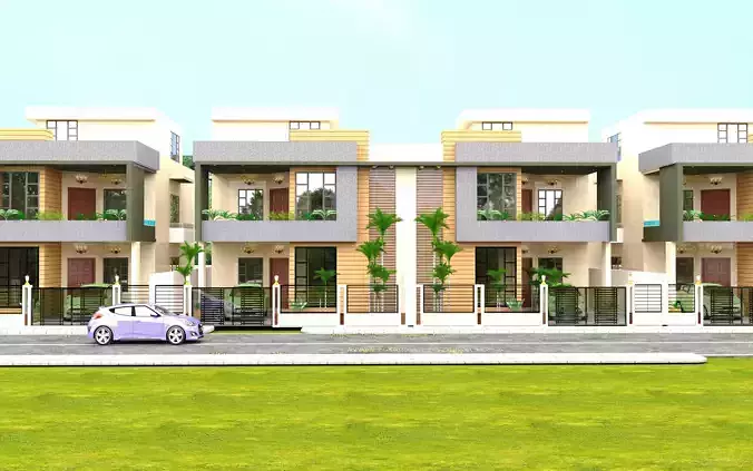 VILLA two story house with car parked