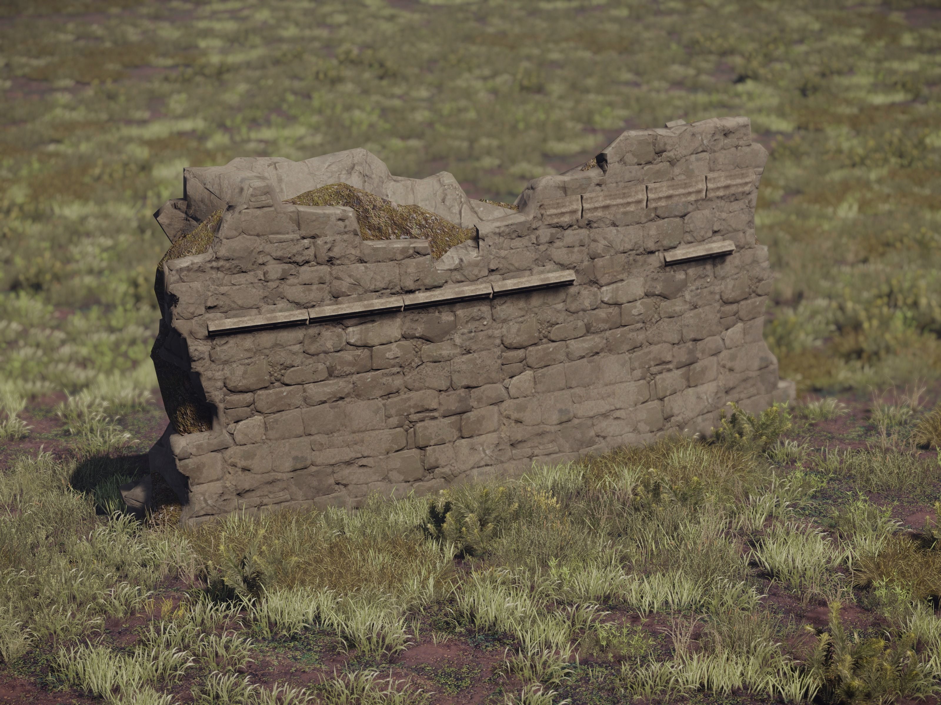 Castle Ruins Environment - PBR Medieval Props and Vegetation Low-poly 3D model_11