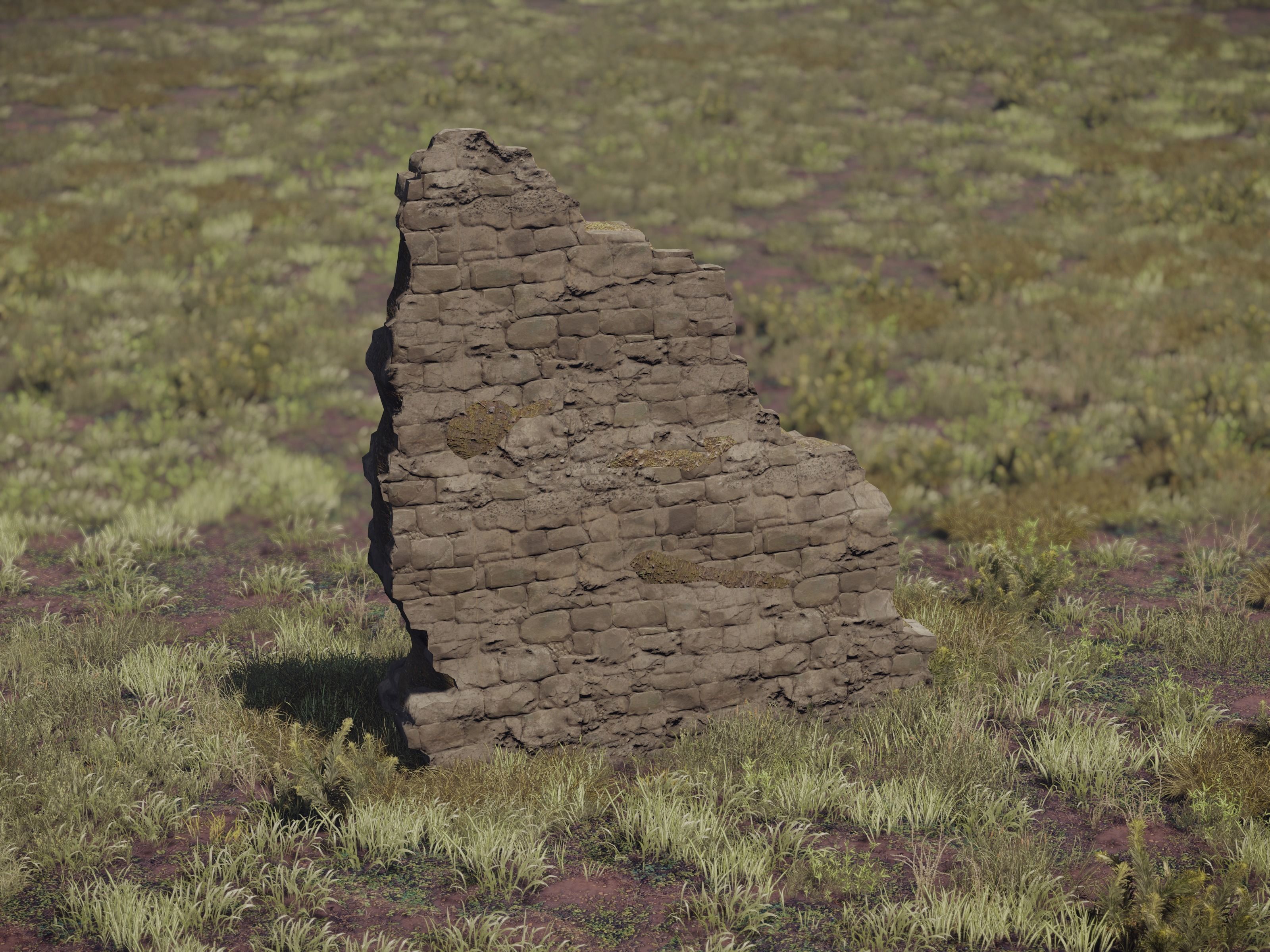 Castle Ruins Environment - PBR Medieval Props and Vegetation Low-poly 3D model_9