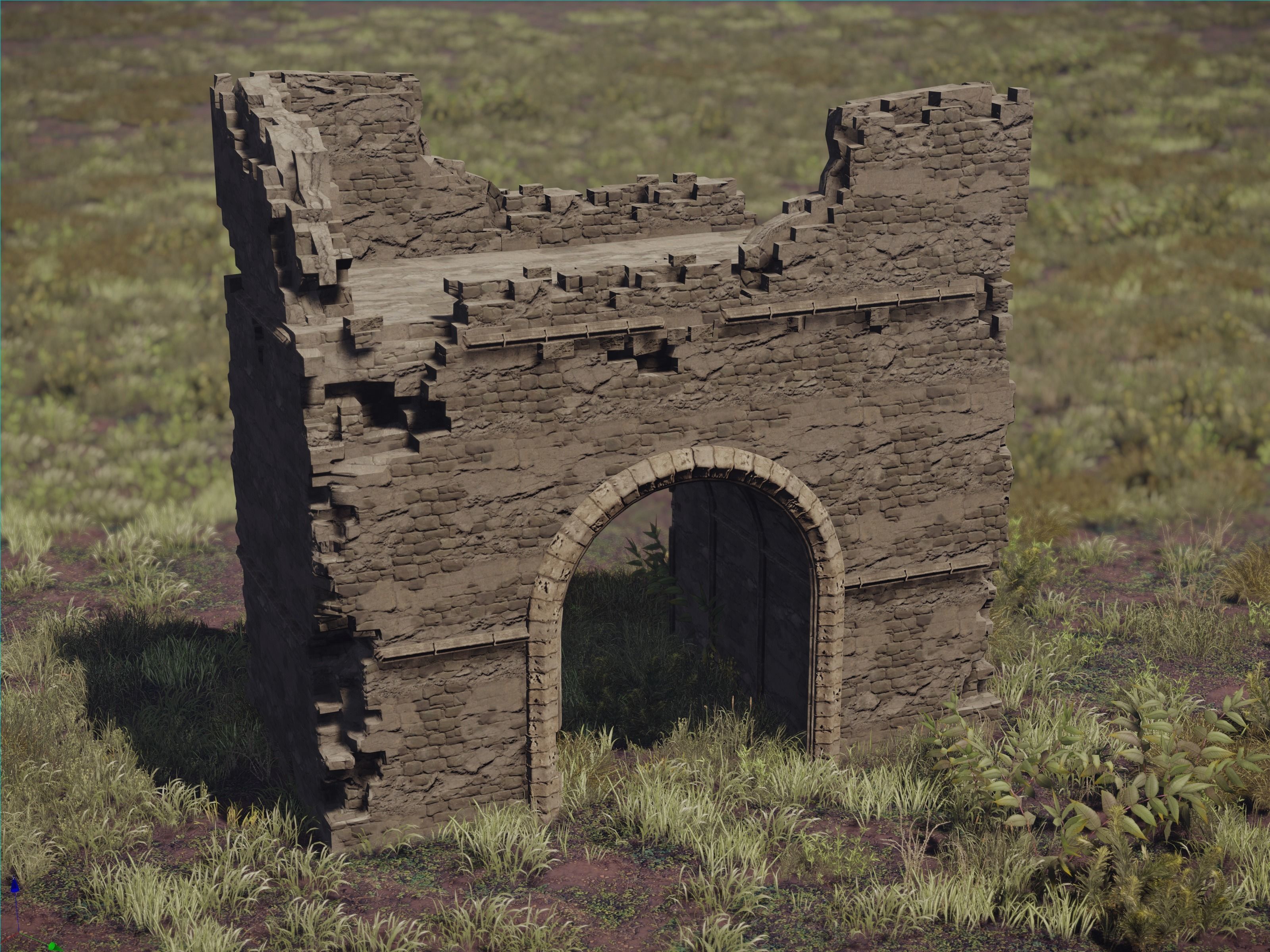 Castle Ruins Environment - PBR Medieval Props and Vegetation Low-poly 3D model_5