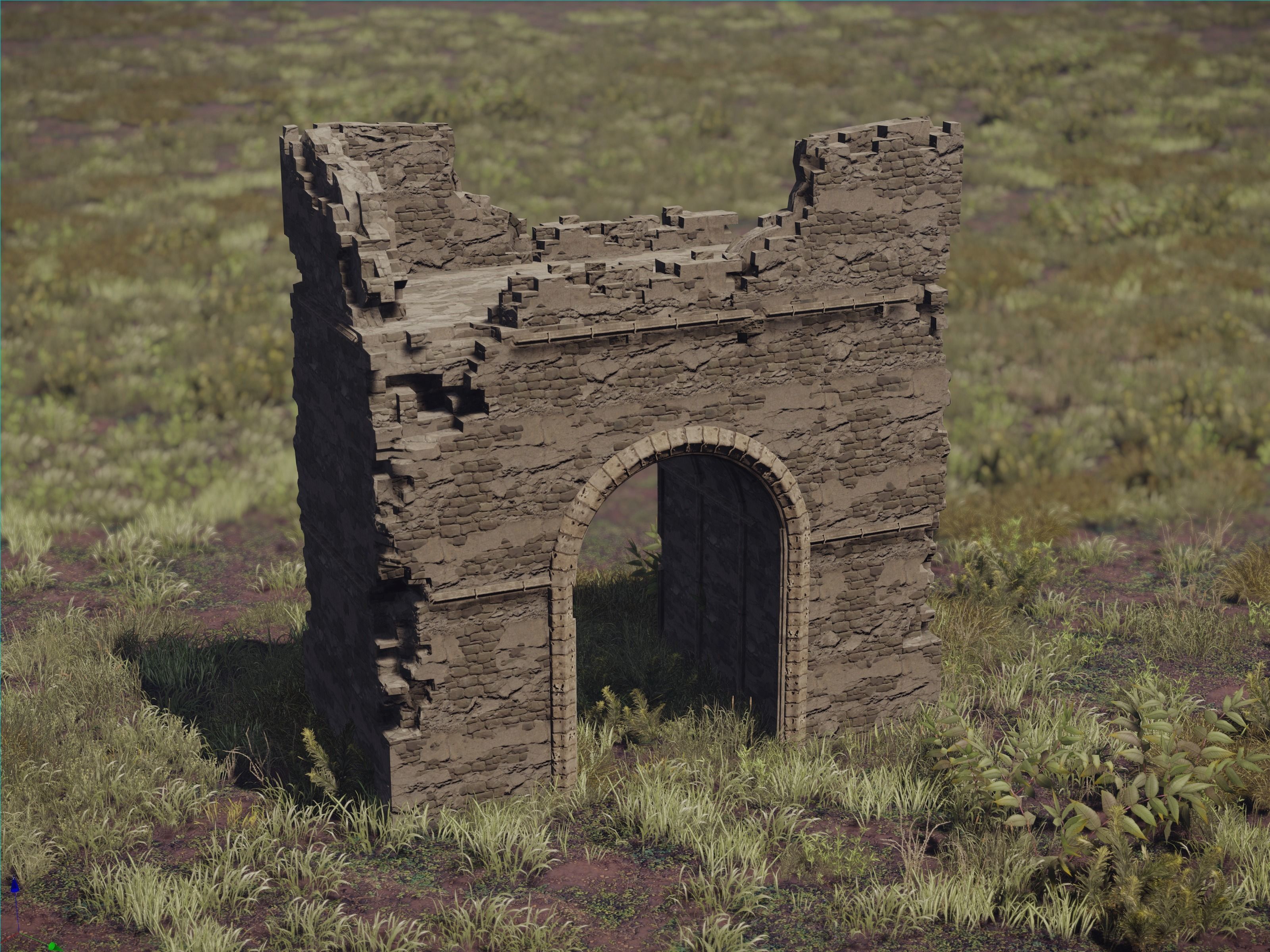 Castle Ruins Environment - PBR Medieval Props and Vegetation Low-poly 3D model_6