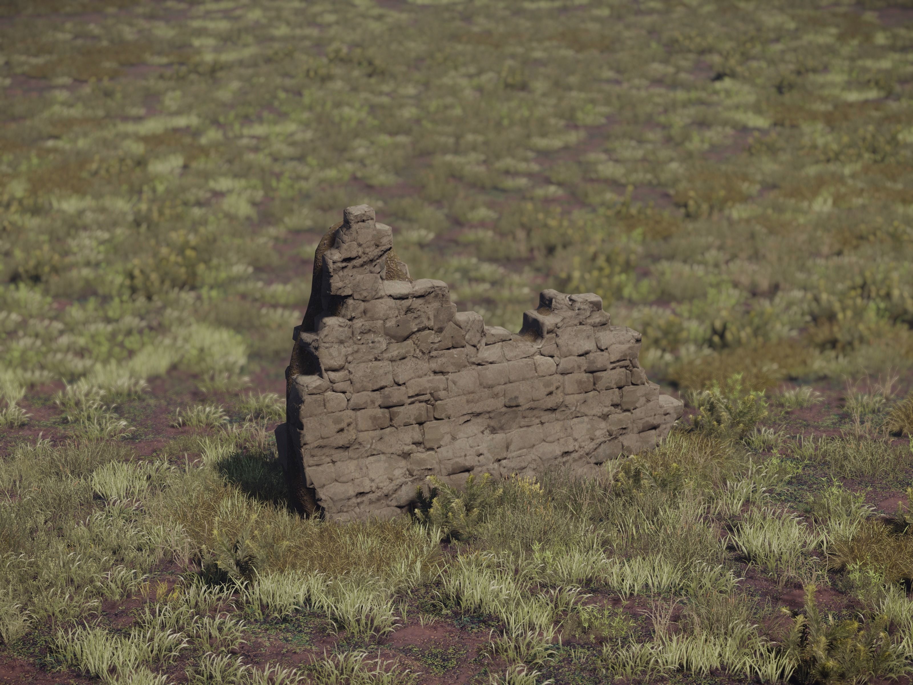 Castle Ruins Environment - PBR Medieval Props and Vegetation Low-poly 3D model_16