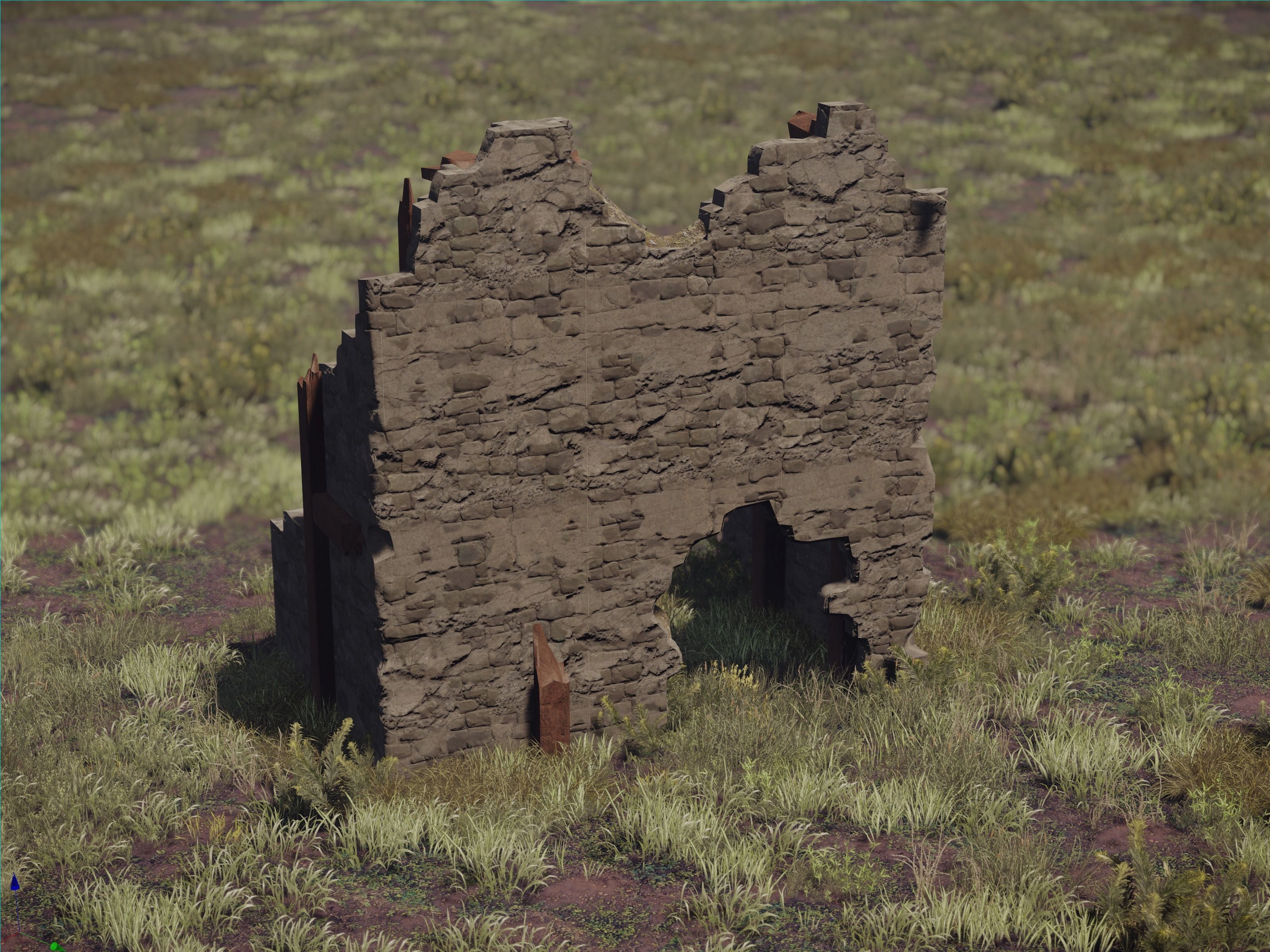Castle Ruins Environment - PBR Medieval Props and Vegetation Low-poly 3D model_7