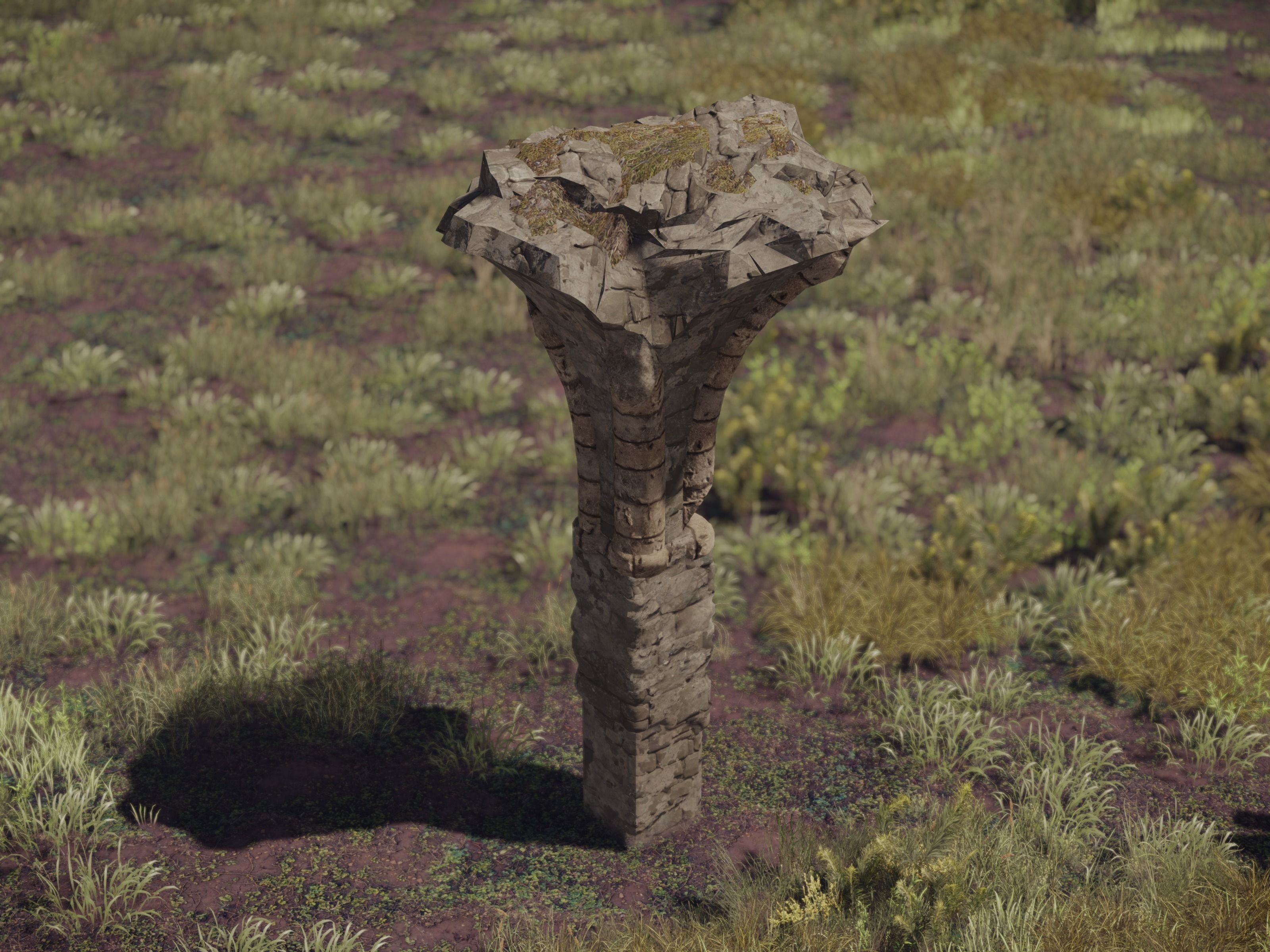 Castle Ruins Environment - PBR Medieval Props and Vegetation Low-poly 3D model_33