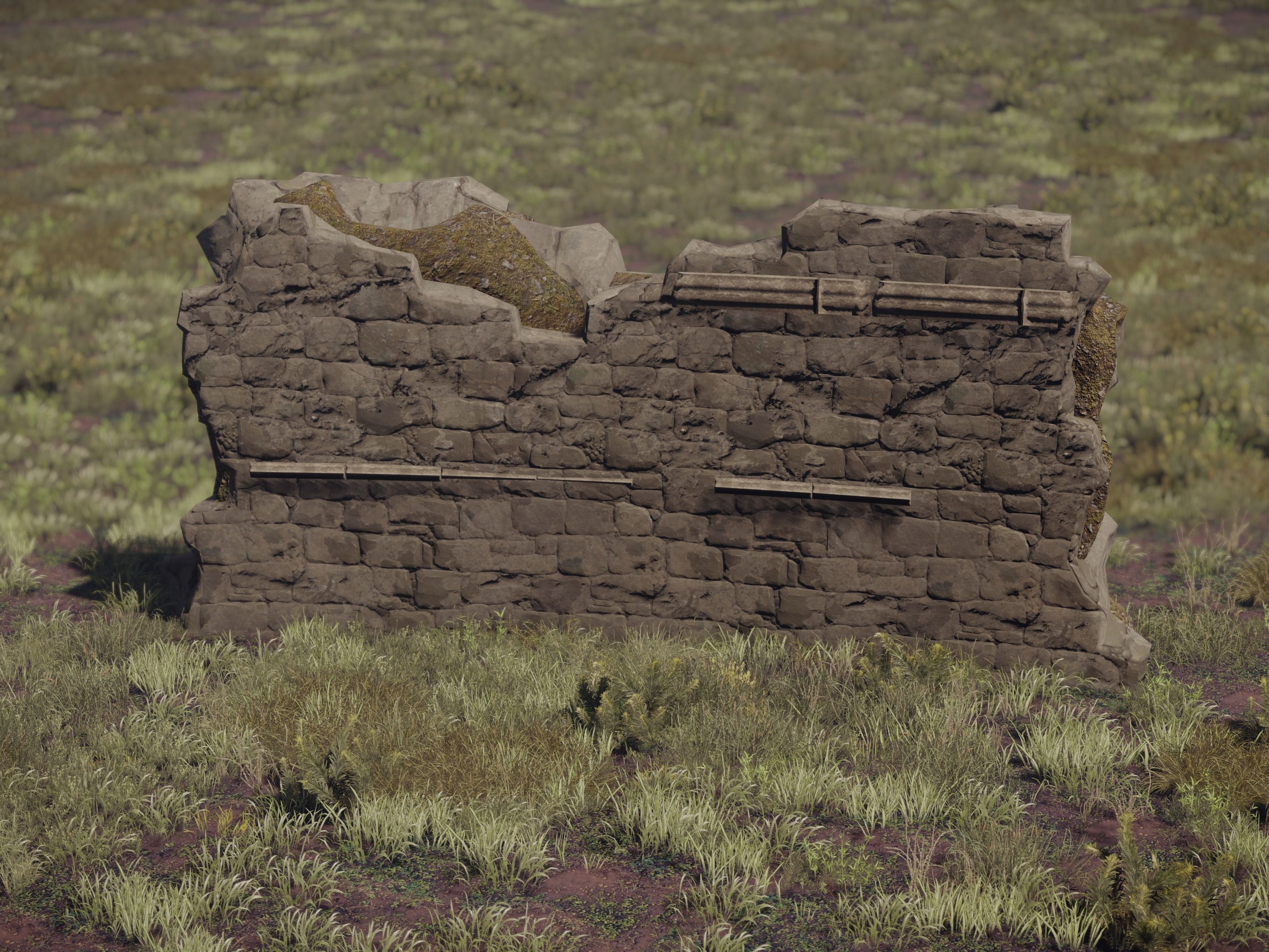 Castle Ruins Environment - PBR Medieval Props and Vegetation Low-poly 3D model_12