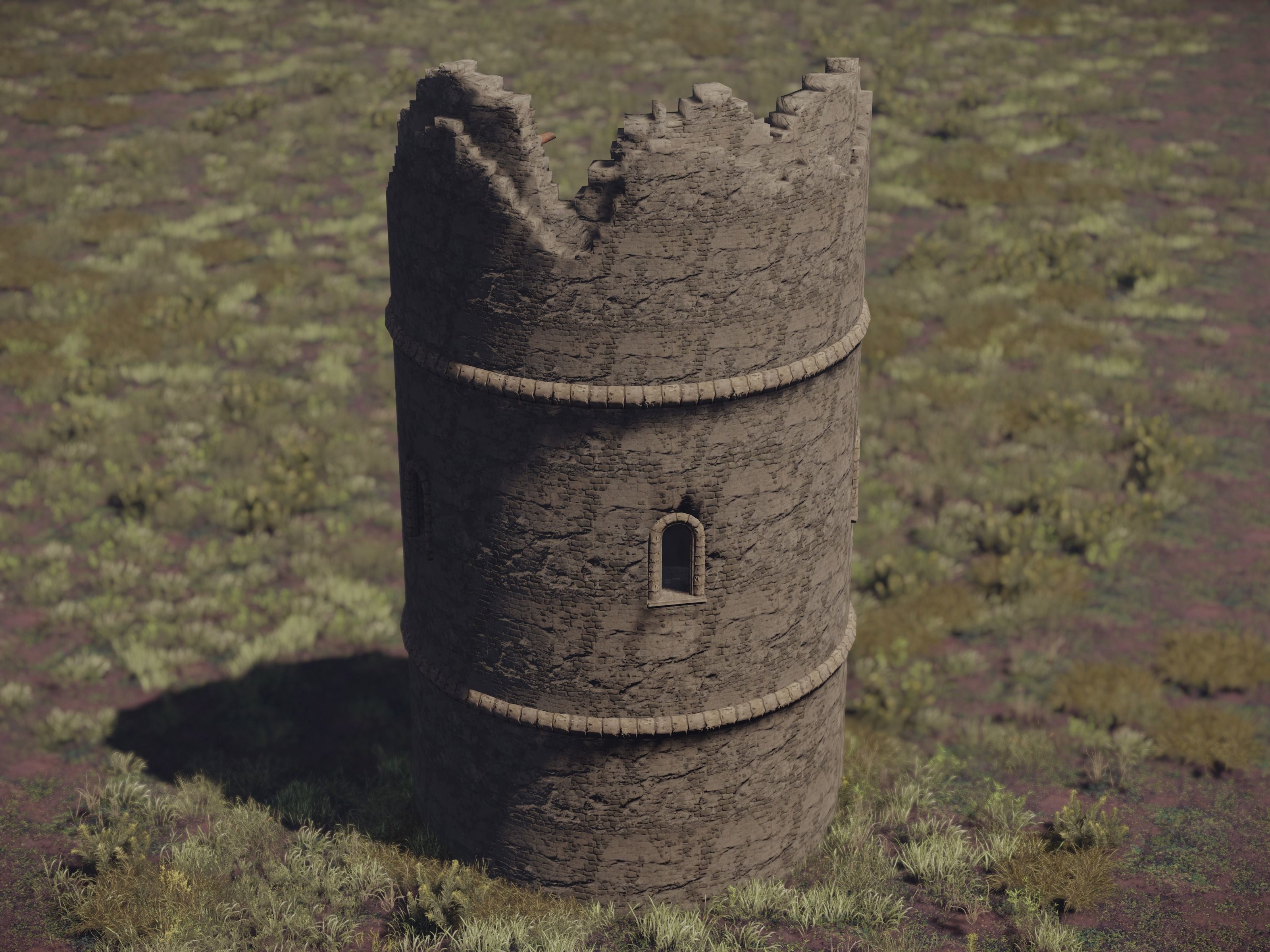 Castle Ruins Environment - PBR Medieval Props and Vegetation Low-poly 3D model_27