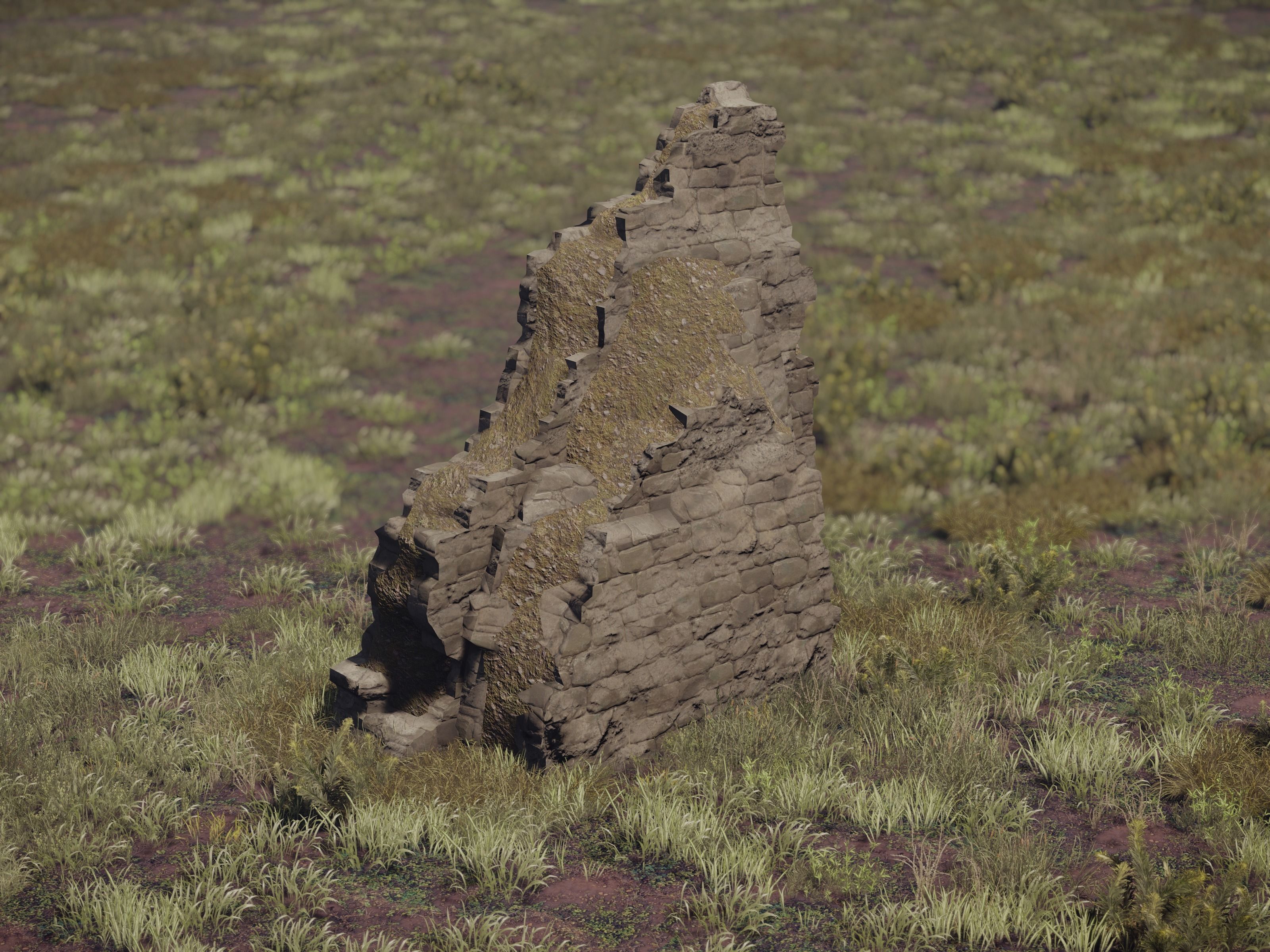 Castle Ruins Environment - PBR Medieval Props and Vegetation Low-poly 3D model_10