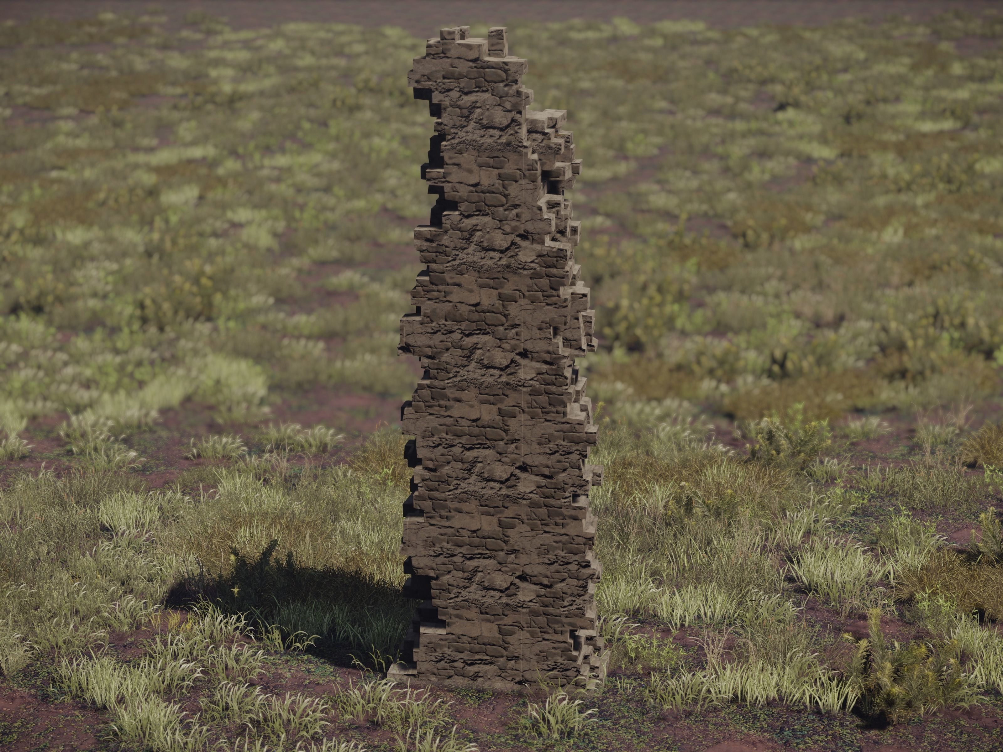 Castle Ruins Environment - PBR Medieval Props and Vegetation Low-poly 3D model_21