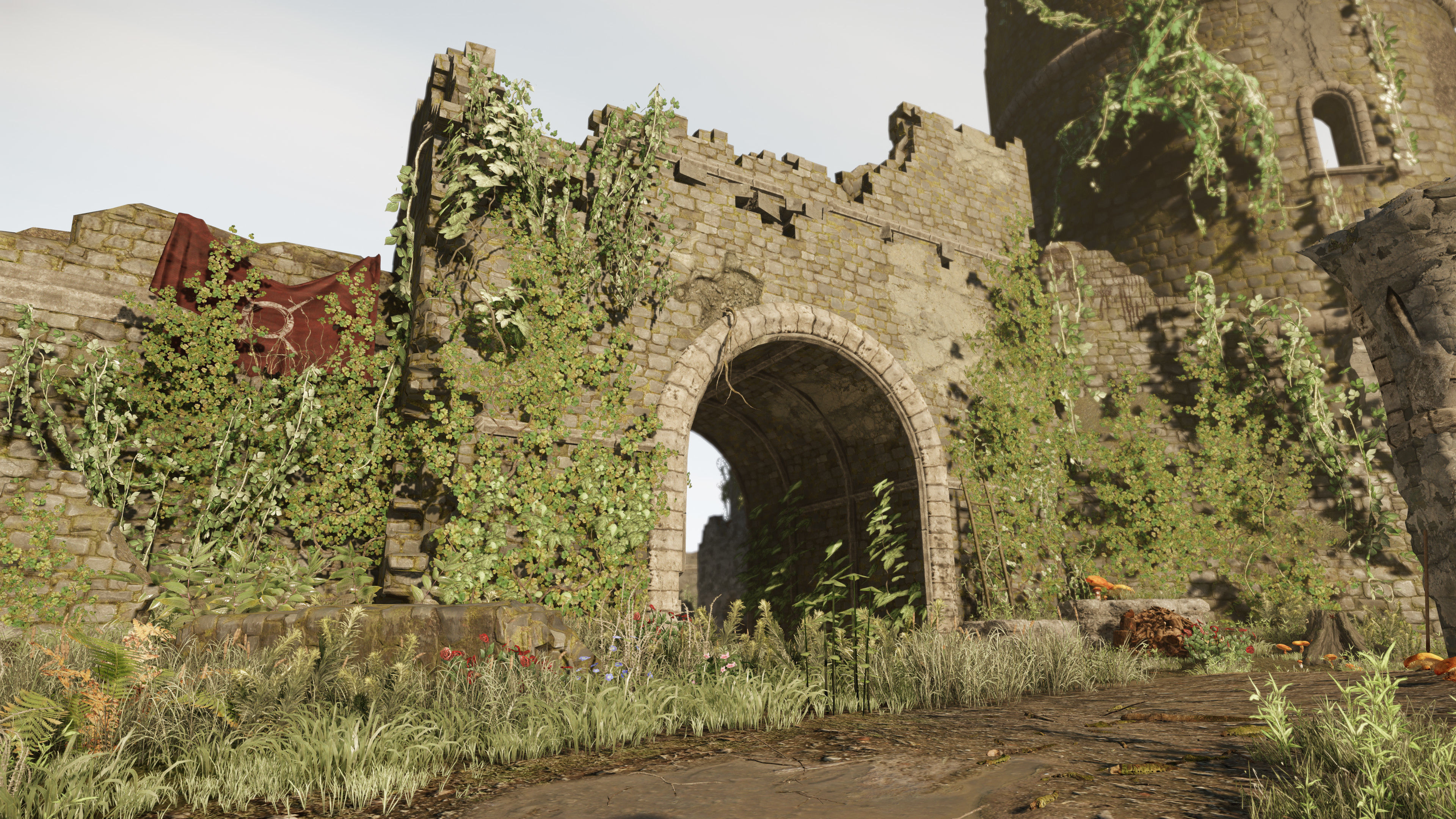 Castle Ruins Environment - PBR Medieval Props and Vegetation Low-poly 3D model_4
