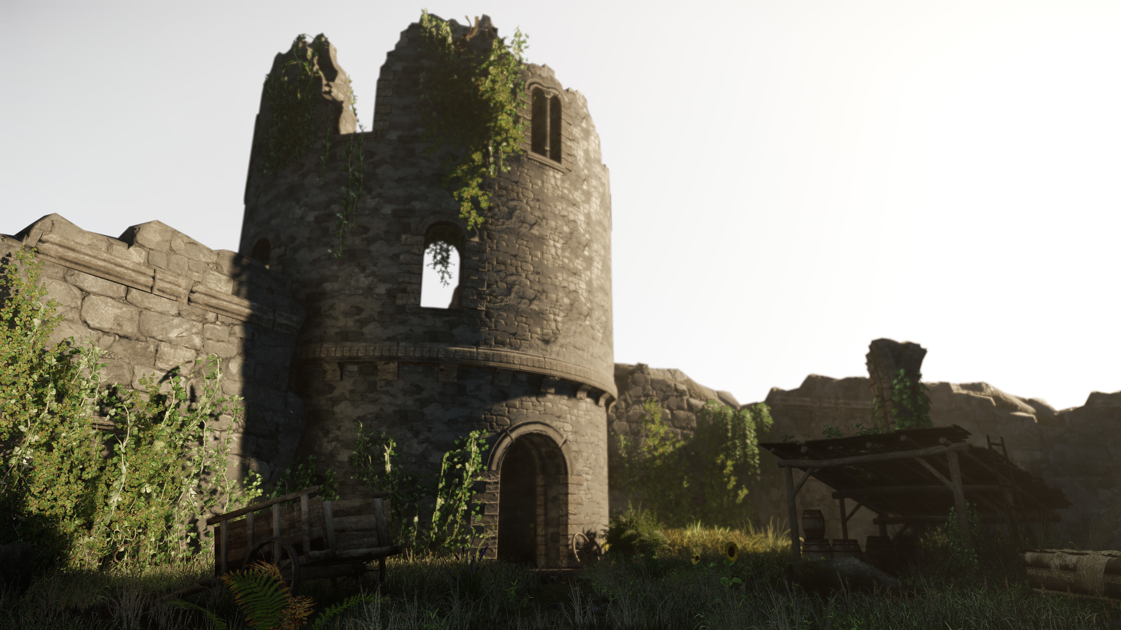Castle Ruins Environment - PBR Medieval Props and Vegetation Low-poly 3D model_1