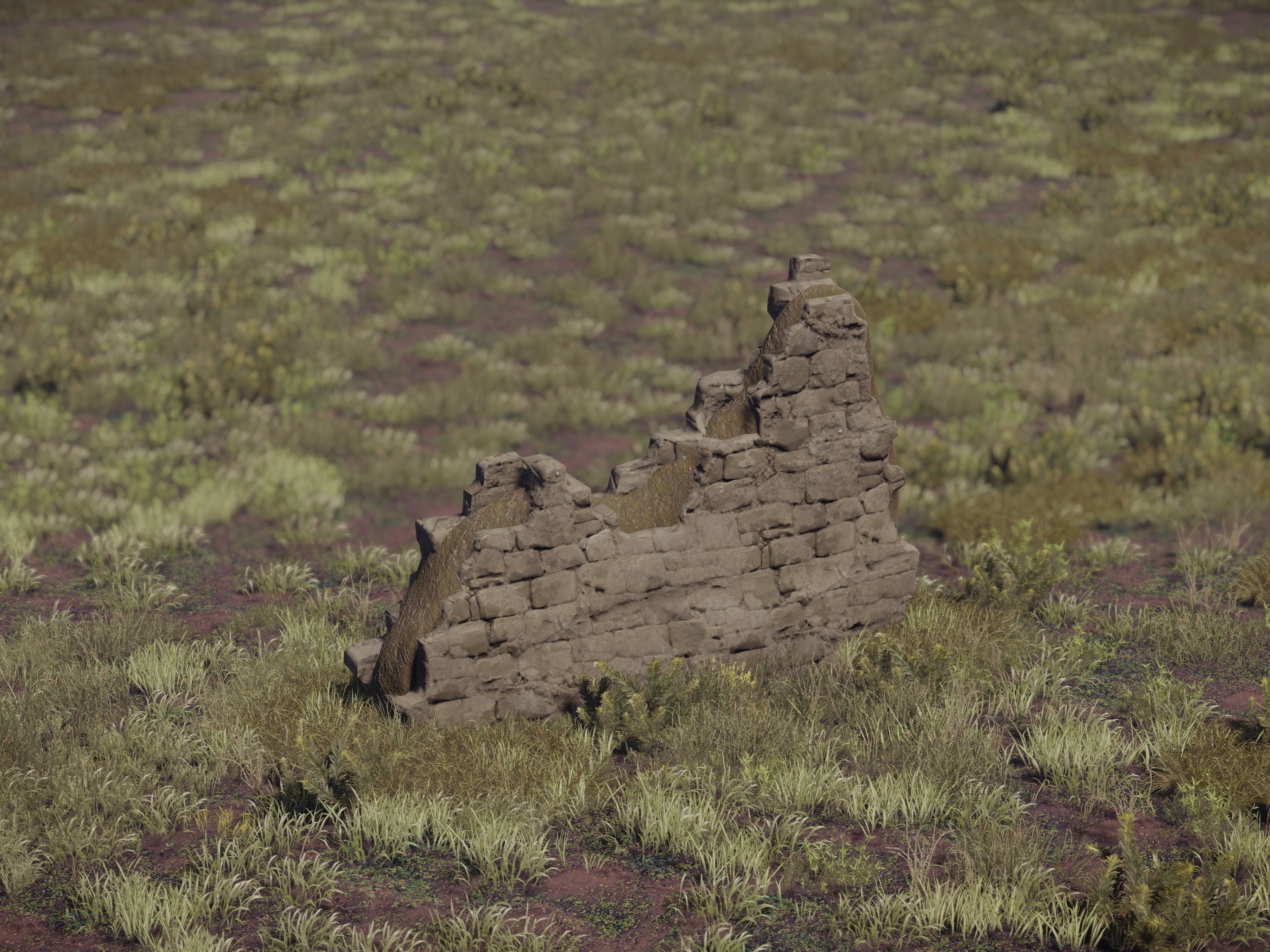 Castle Ruins Environment - PBR Medieval Props and Vegetation Low-poly 3D model_15