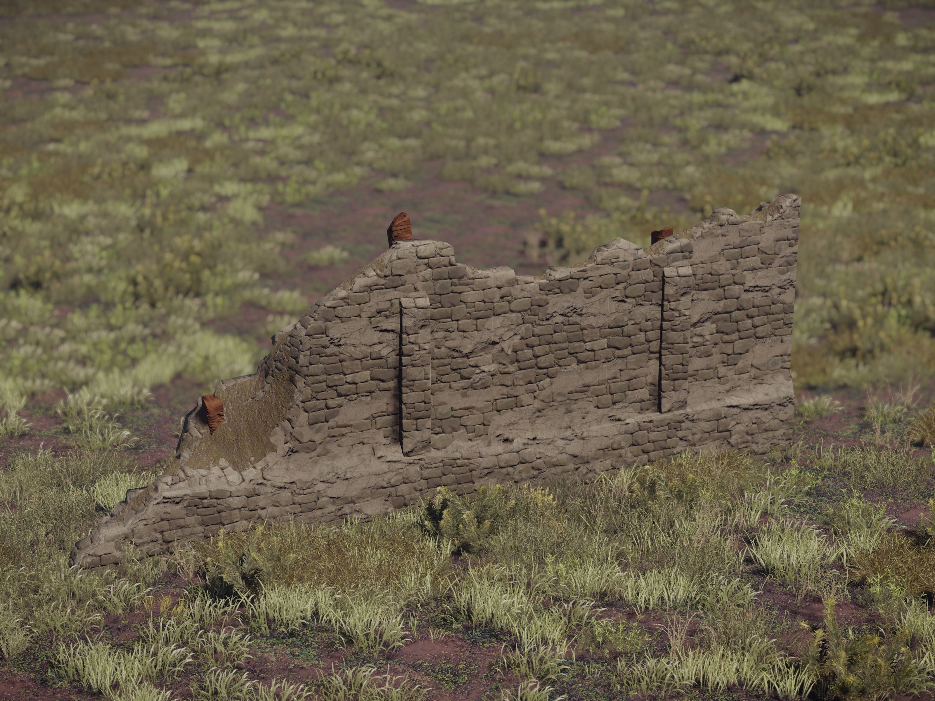 Castle Ruins Environment - PBR Medieval Props and Vegetation Low-poly 3D model_14