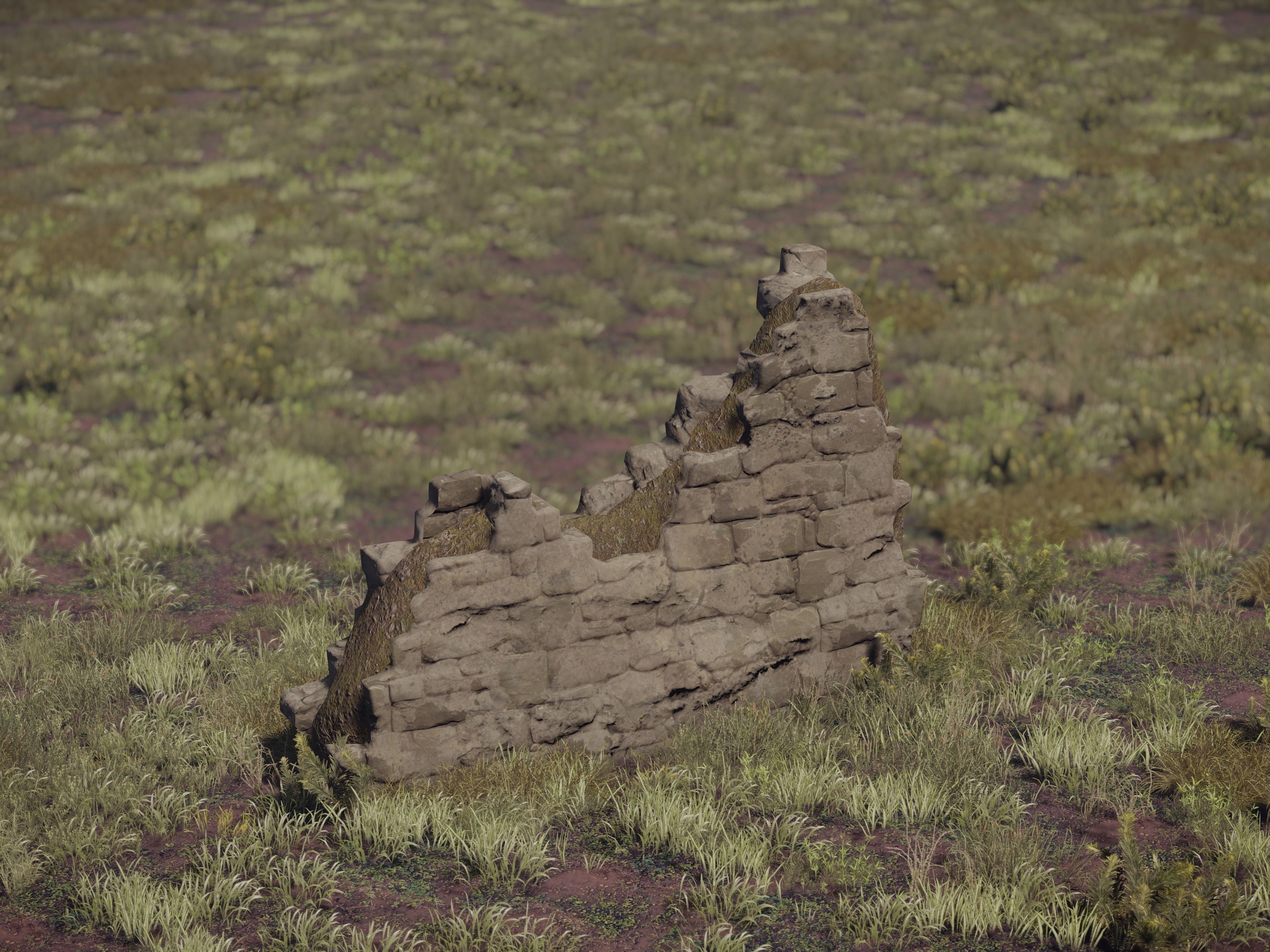 Castle Ruins Environment - PBR Medieval Props and Vegetation Low-poly 3D model_17
