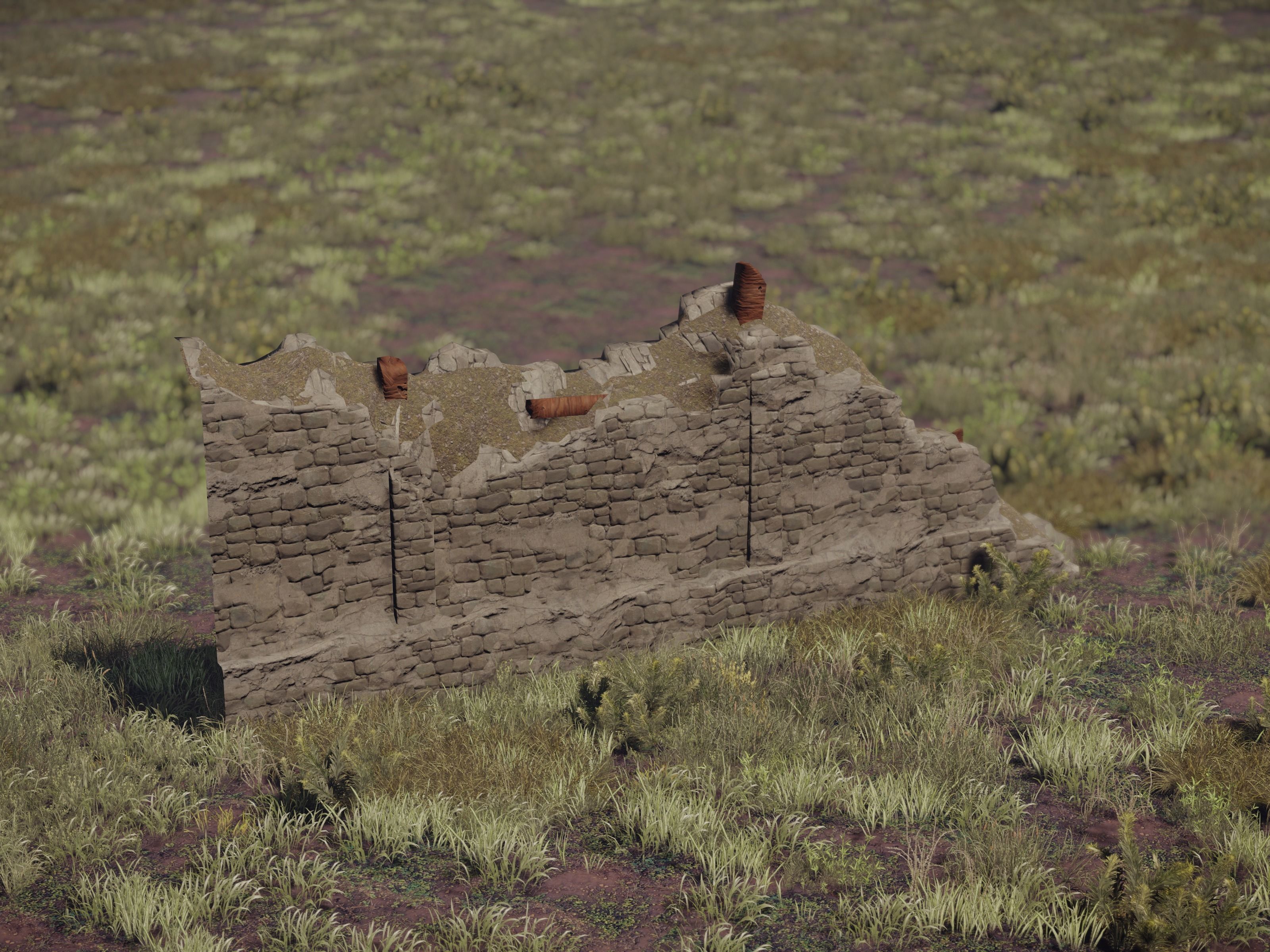 Castle Ruins Environment - PBR Medieval Props and Vegetation Low-poly 3D model_13