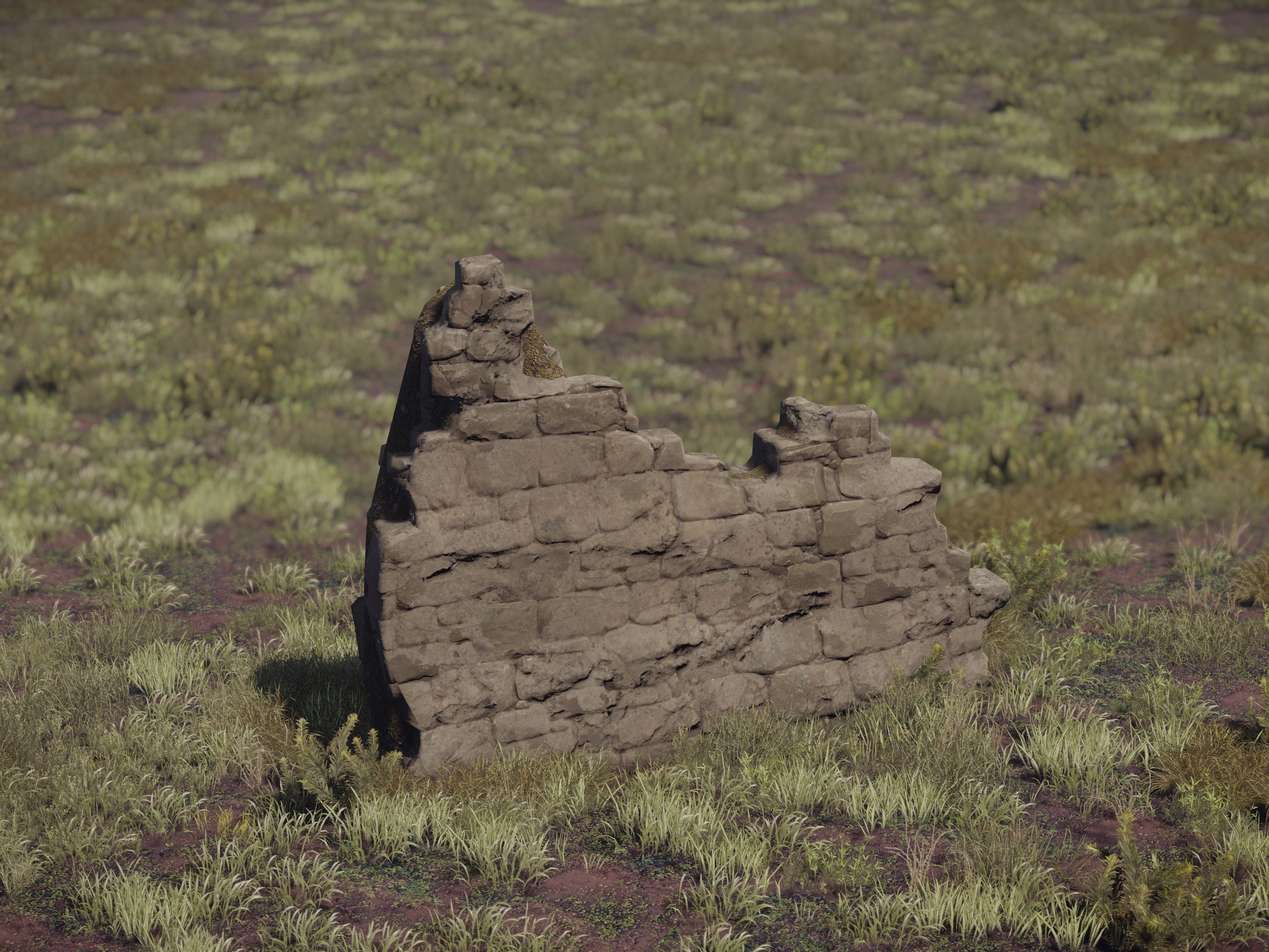 Castle Ruins Environment - PBR Medieval Props and Vegetation Low-poly 3D model_18