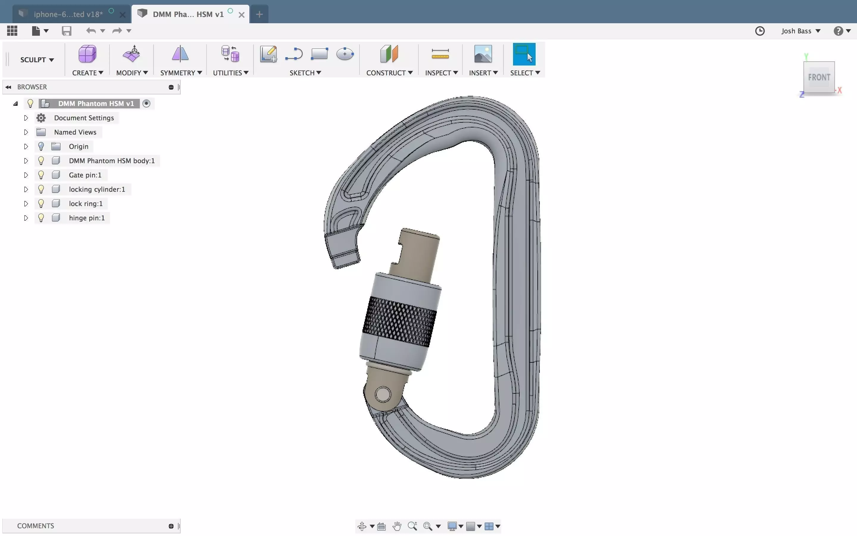 caribener carabiner on computer screen 3D print model