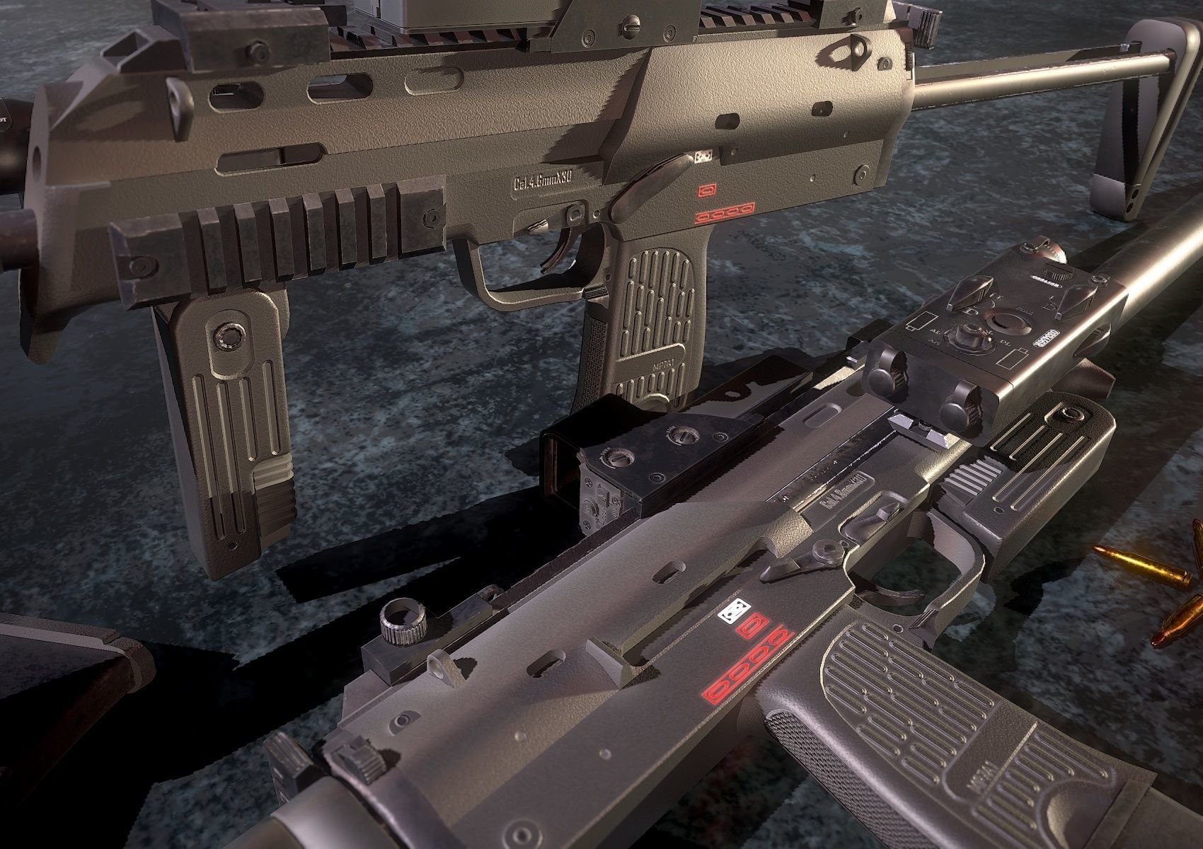 HIE Game Ready MP7 Attached D180614 Low-poly 3D model_6