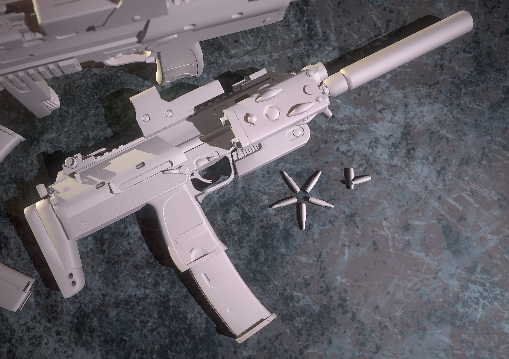 HIE Game Ready MP7 Attached D180614 Low-poly 3D model_13