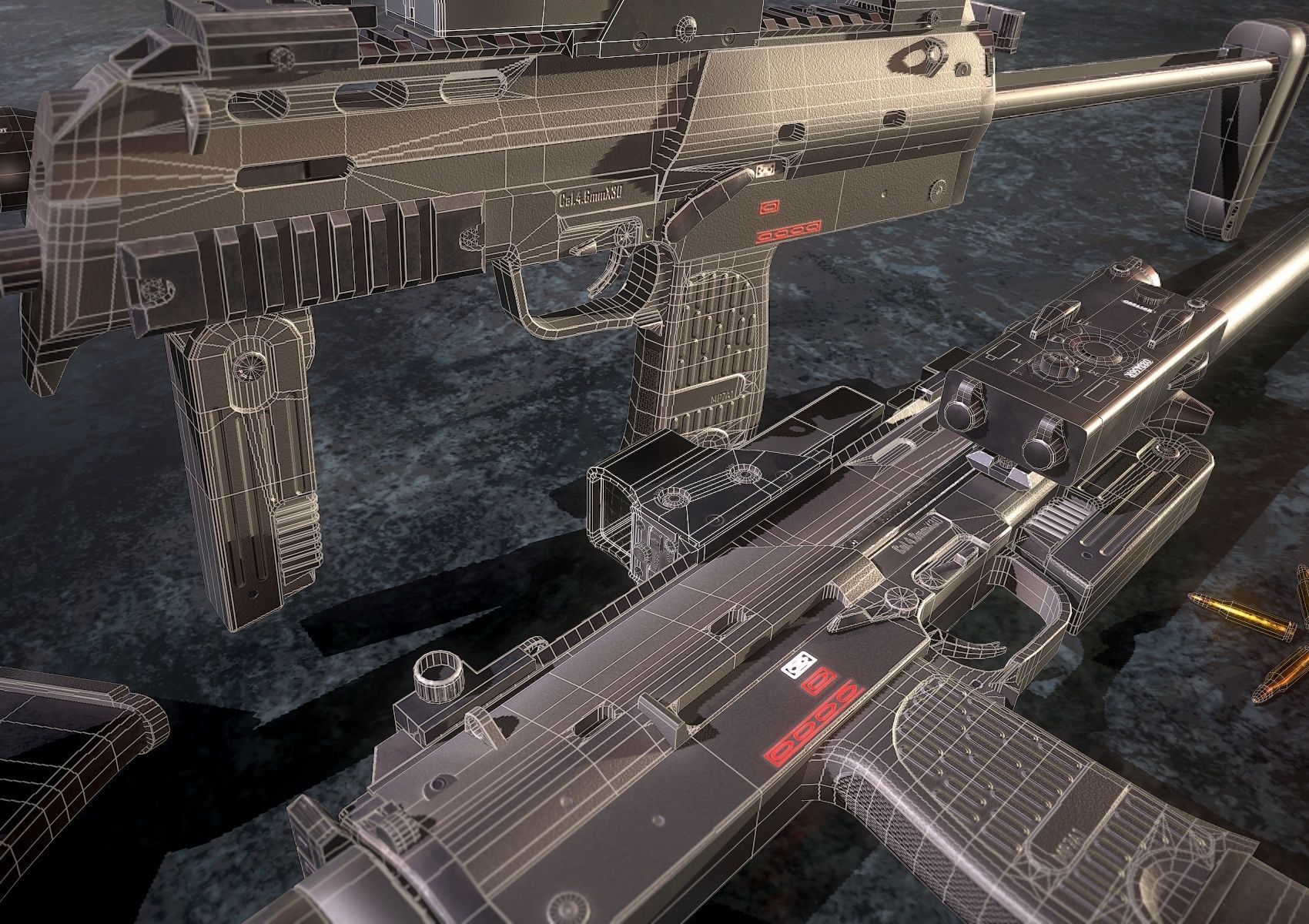 HIE Game Ready MP7 Attached D180614 Low-poly 3D model_8