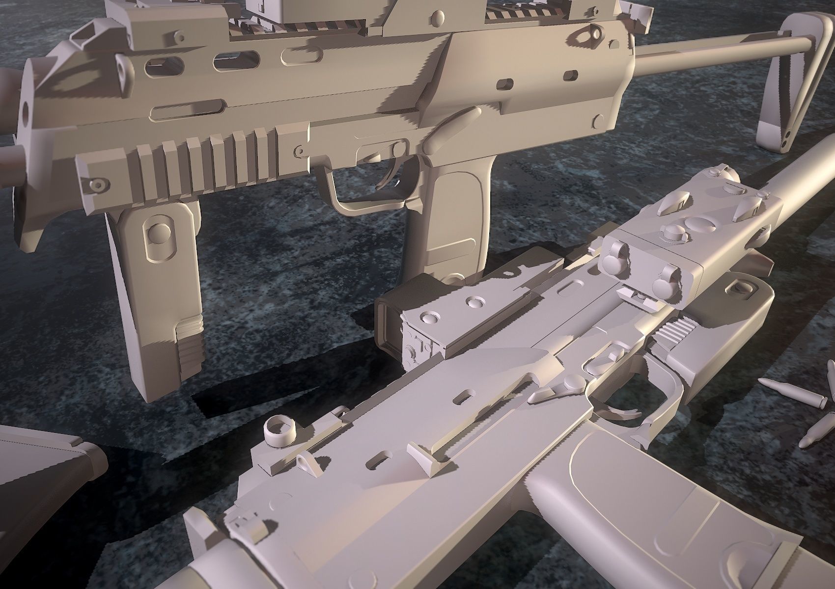 HIE Game Ready MP7 Attached D180614 Low-poly 3D model_7