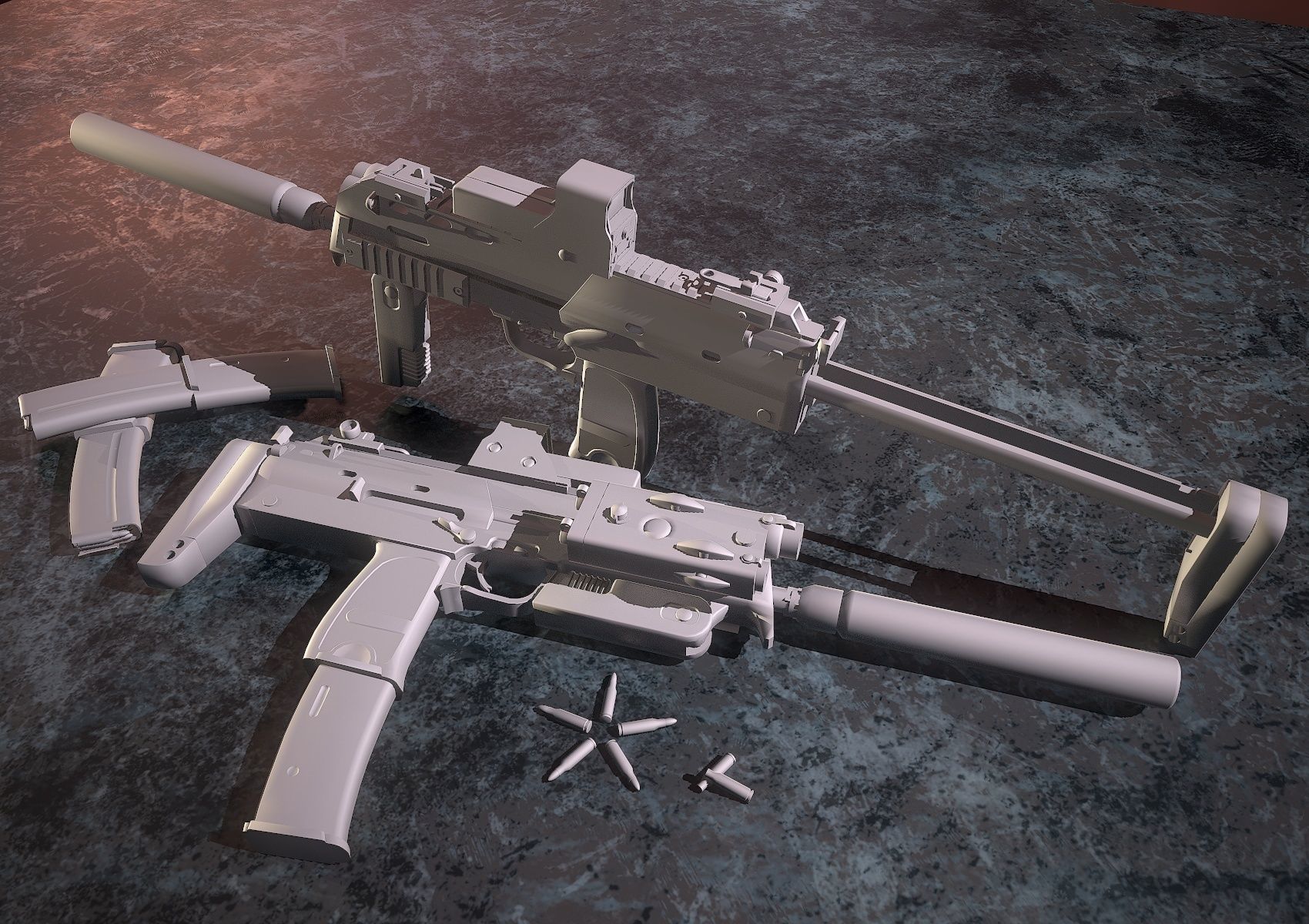 HIE Game Ready MP7 Attached D180614 Low-poly 3D model_16