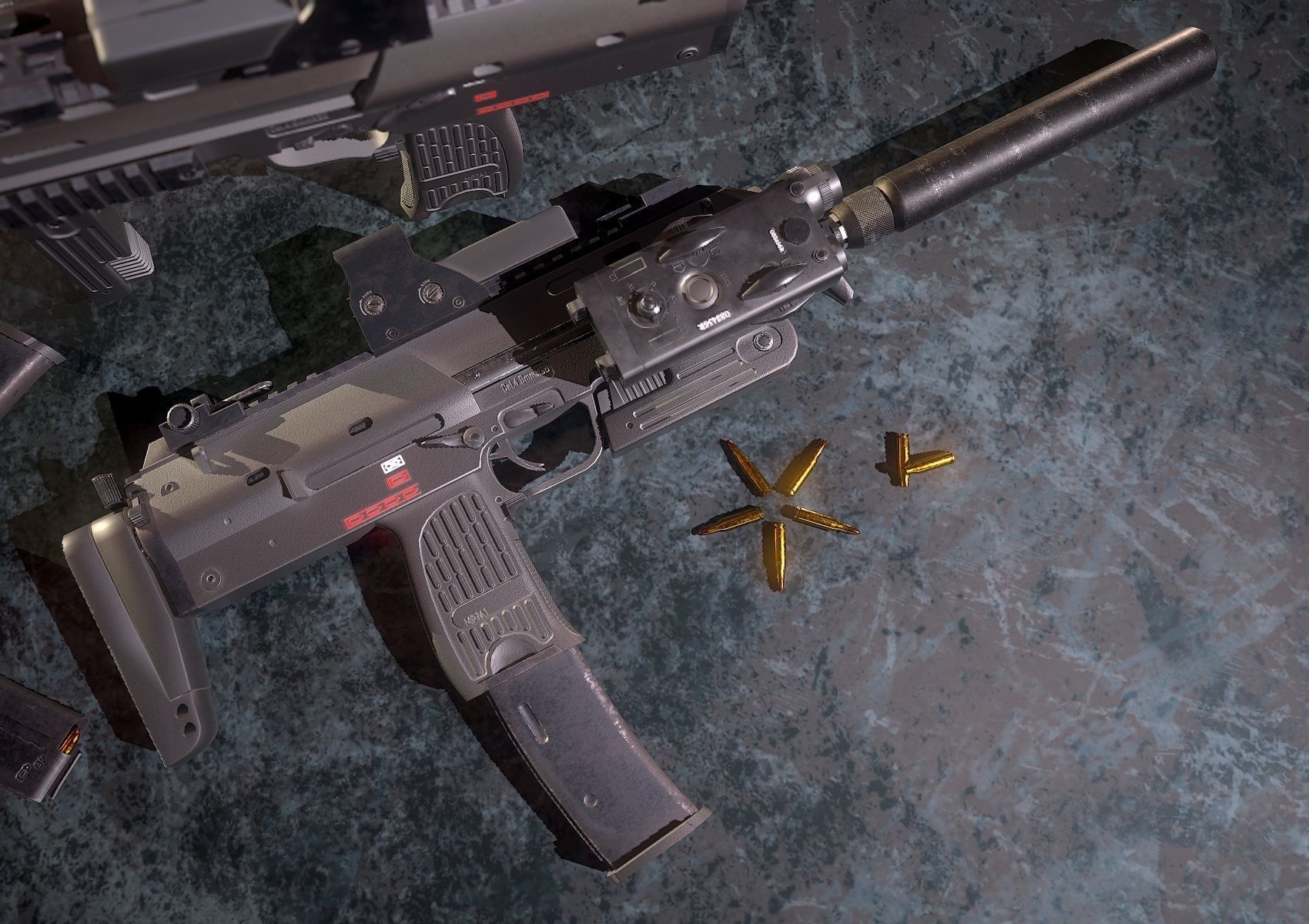 HIE Game Ready MP7 Attached D180614 Low-poly 3D model_12