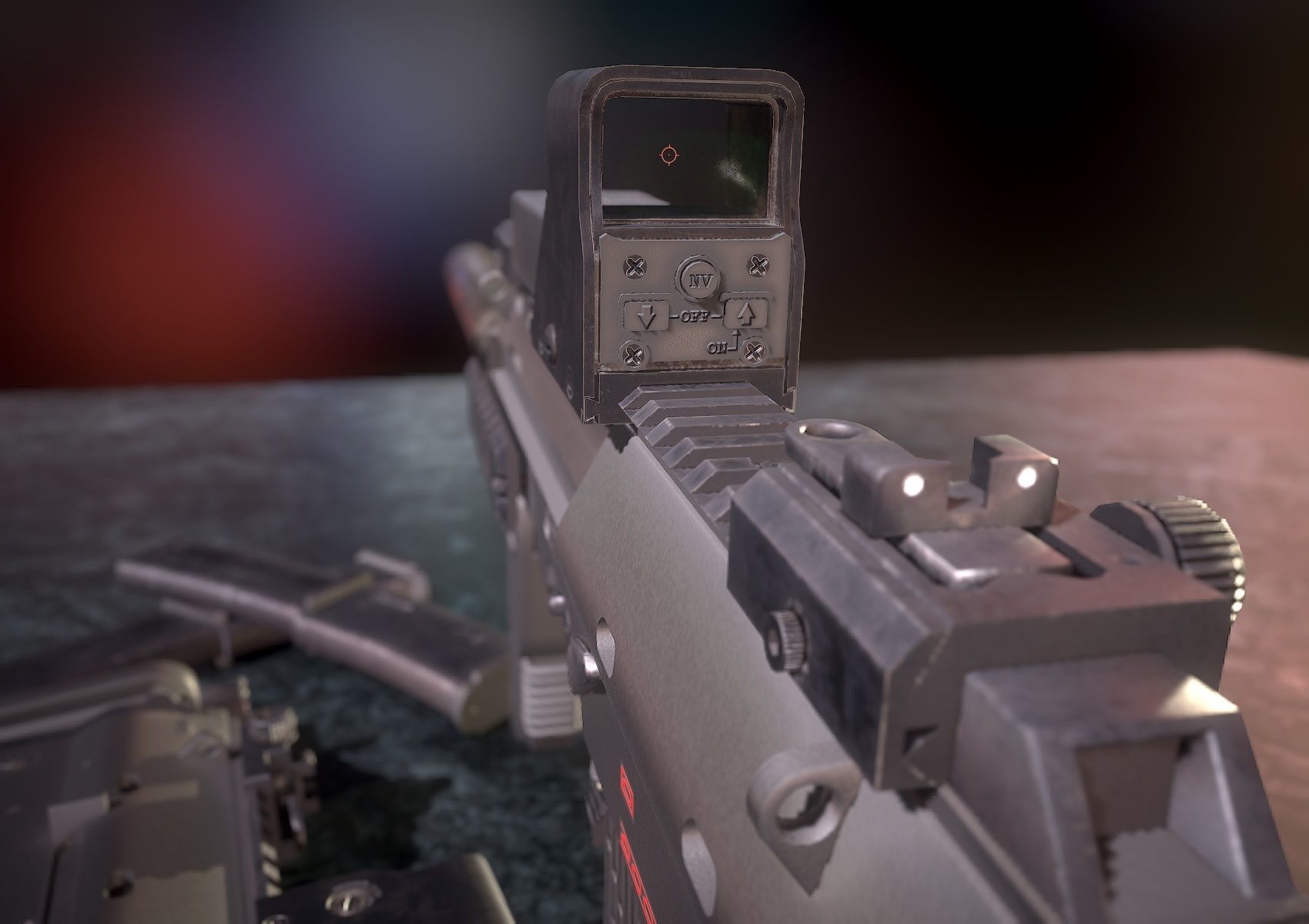 HIE Game Ready MP7 Attached D180614 Low-poly 3D model_3