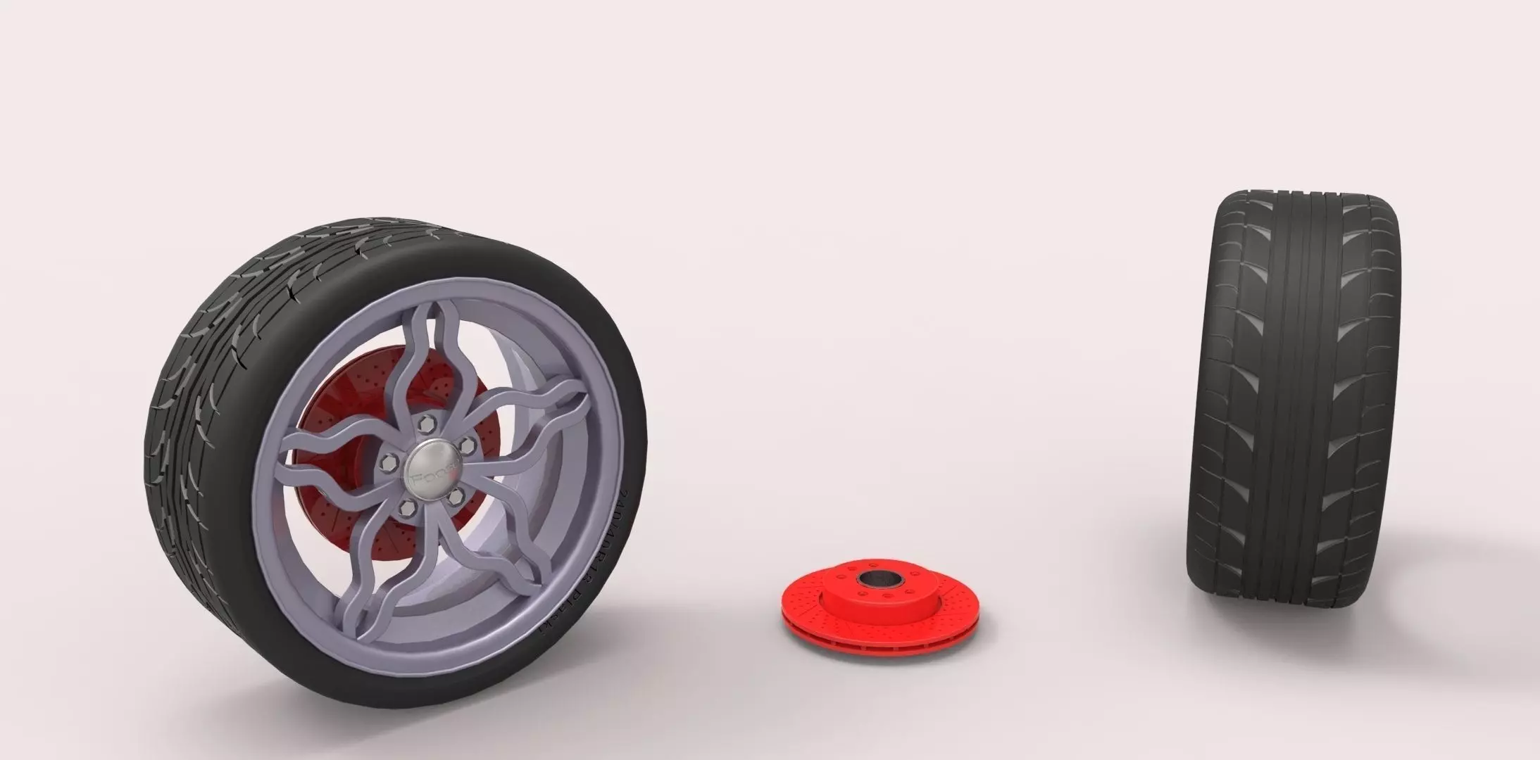 Tire Rim and disk Free 3D model_0